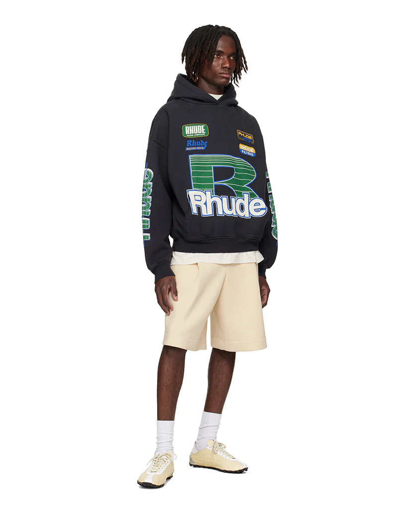 RHUDE ROADWAY RACING HOODIE VINTAGE BLACK
