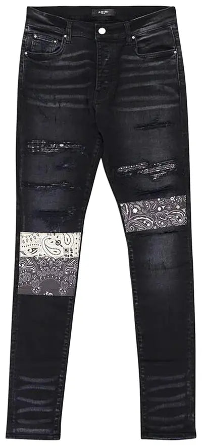 AMIRI VINTAGE BANDANA ARTPATCH JEAN “AGED BLACK”
