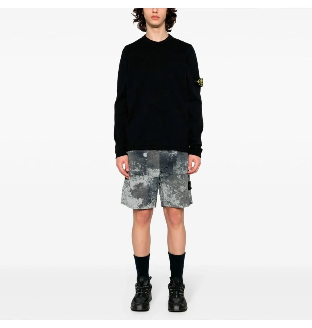 STONE ISLAND D CAMO LOGO-PATCH SHORTS IN GREY