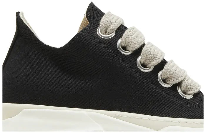 RICK OWENS DRKSHDW FOGACHINE COTTON DENIM MEGALACE ABSTRACT LOW “BLACK MILK”