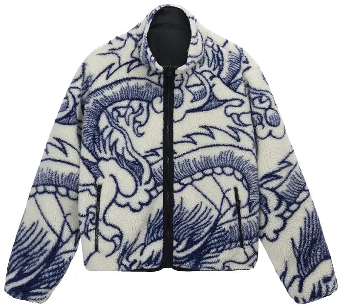 STUSSY DRAGON SHERPA JACKET NATURAL