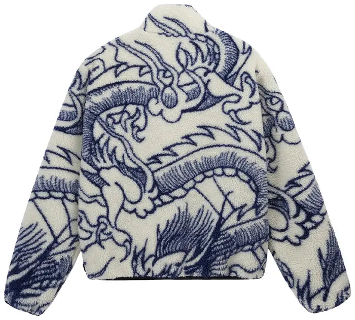 STUSSY DRAGON SHERPA JACKET NATURAL