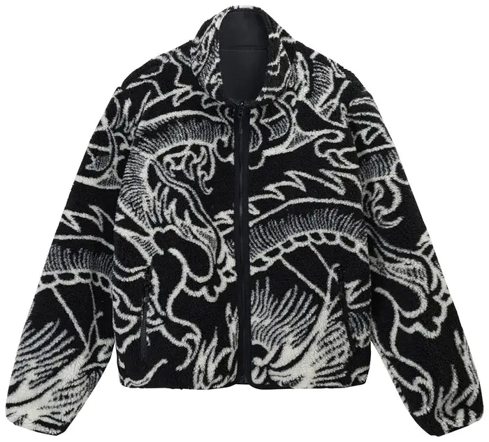 STUSSY DRAGON SHERPA JACKET BLACK