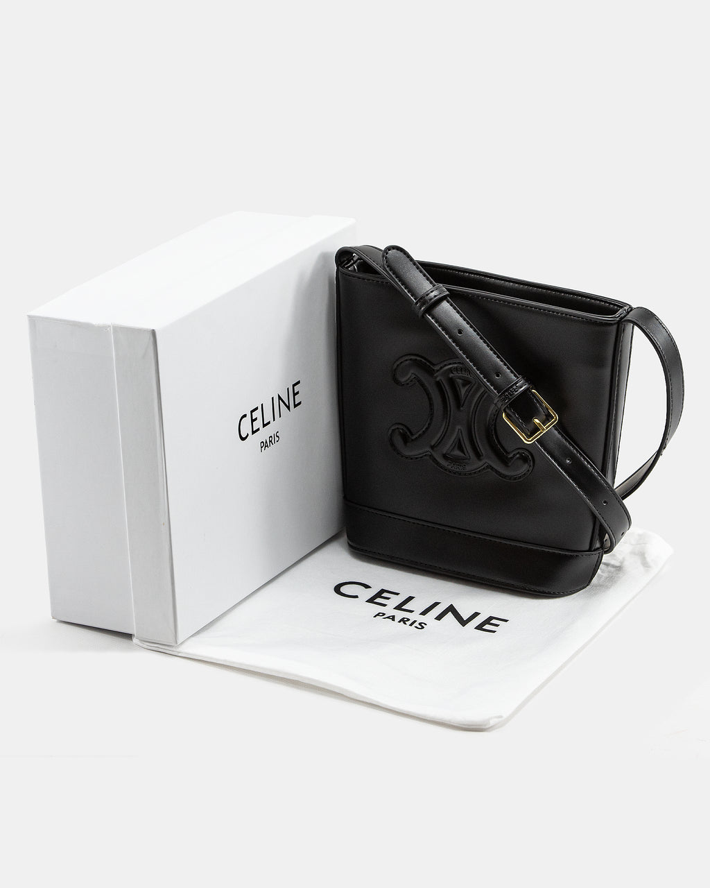 CELINE SMALL BUCKET CUIR TRIOMPHE BAG