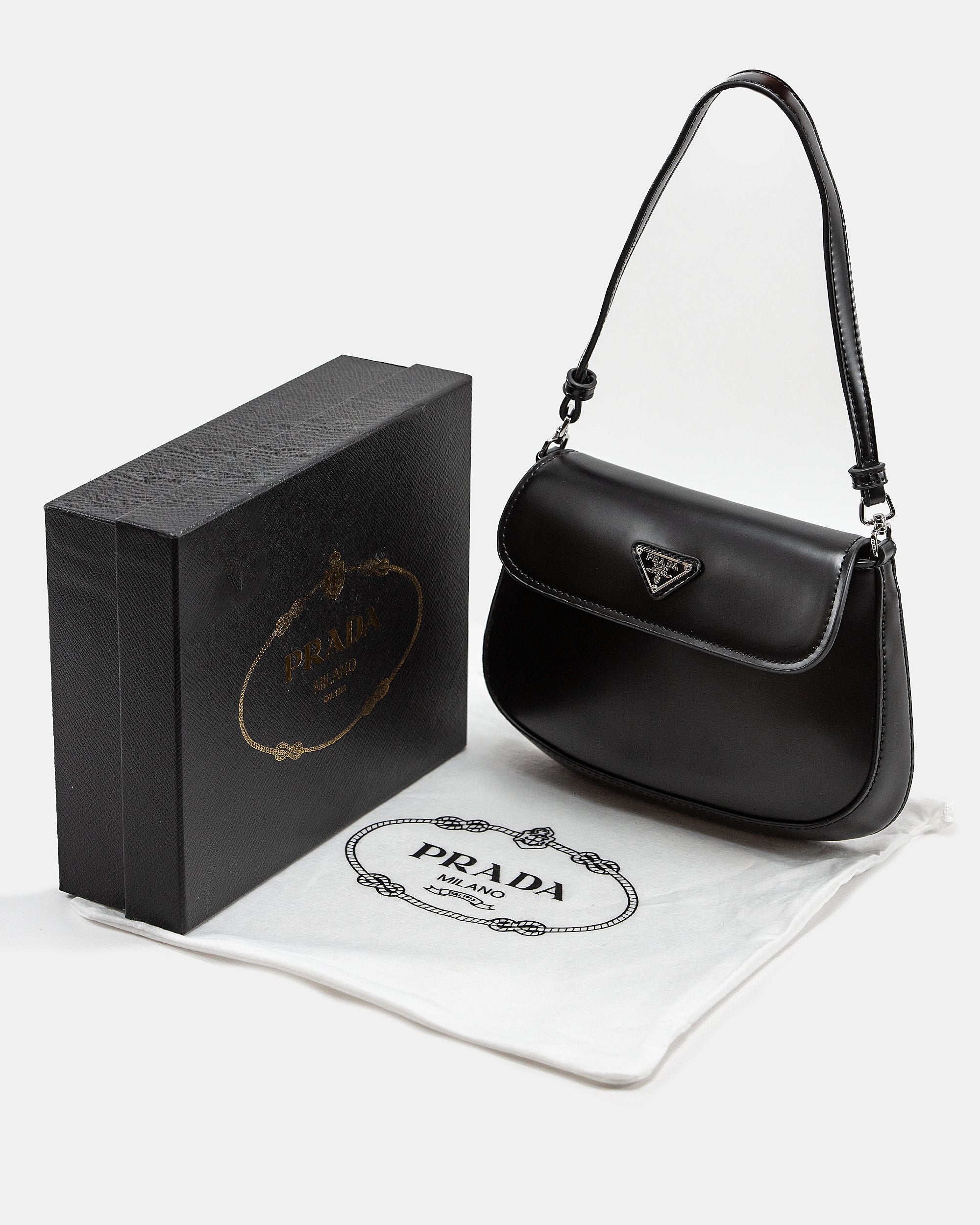 PRADA CLEO LACQUERED LEATHER MINI BAG