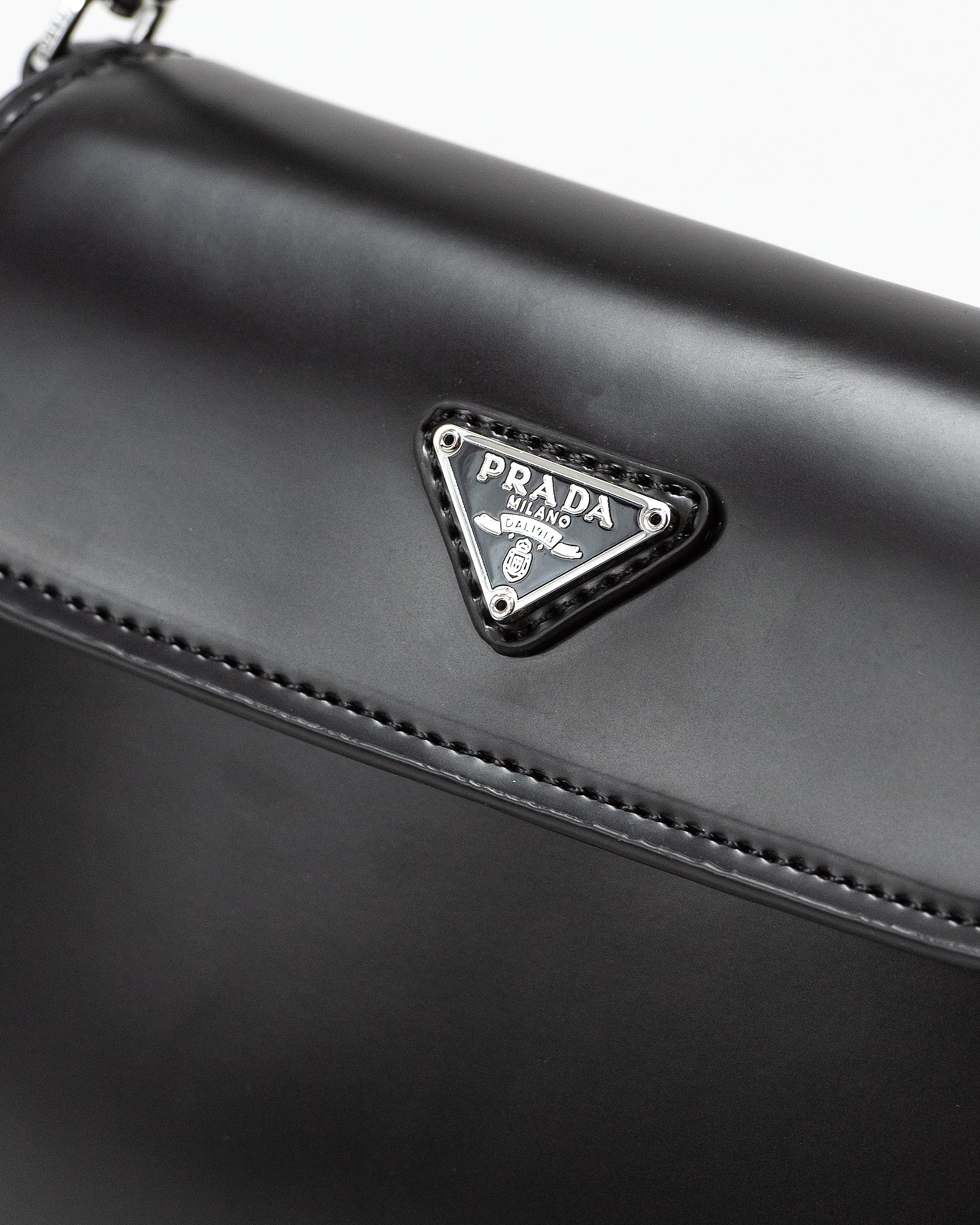 PRADA CLEO LACQUERED LEATHER MINI BAG