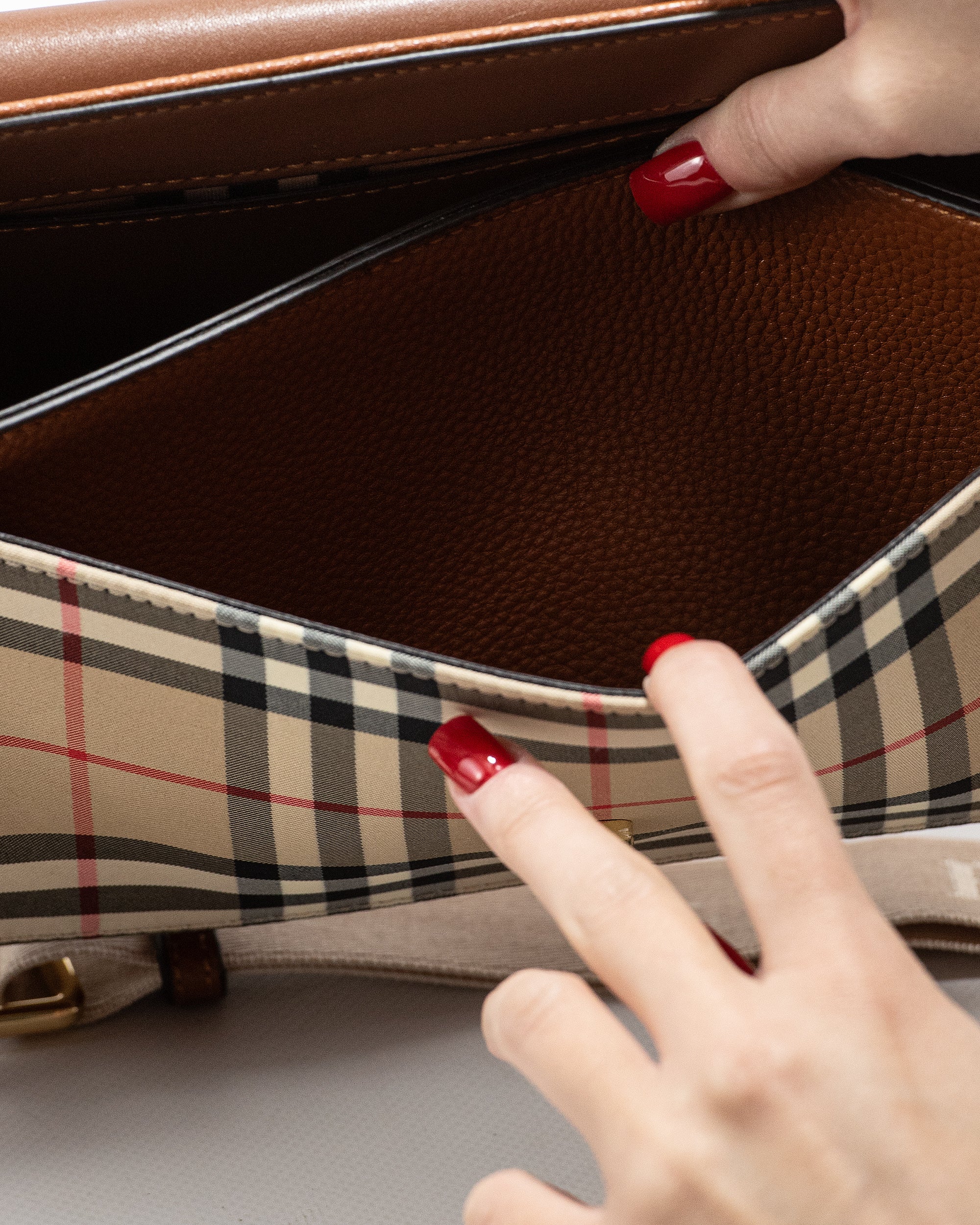 BURBERRY VINTAGE CHECK LEATHER NOTE CROSSBODY BAG