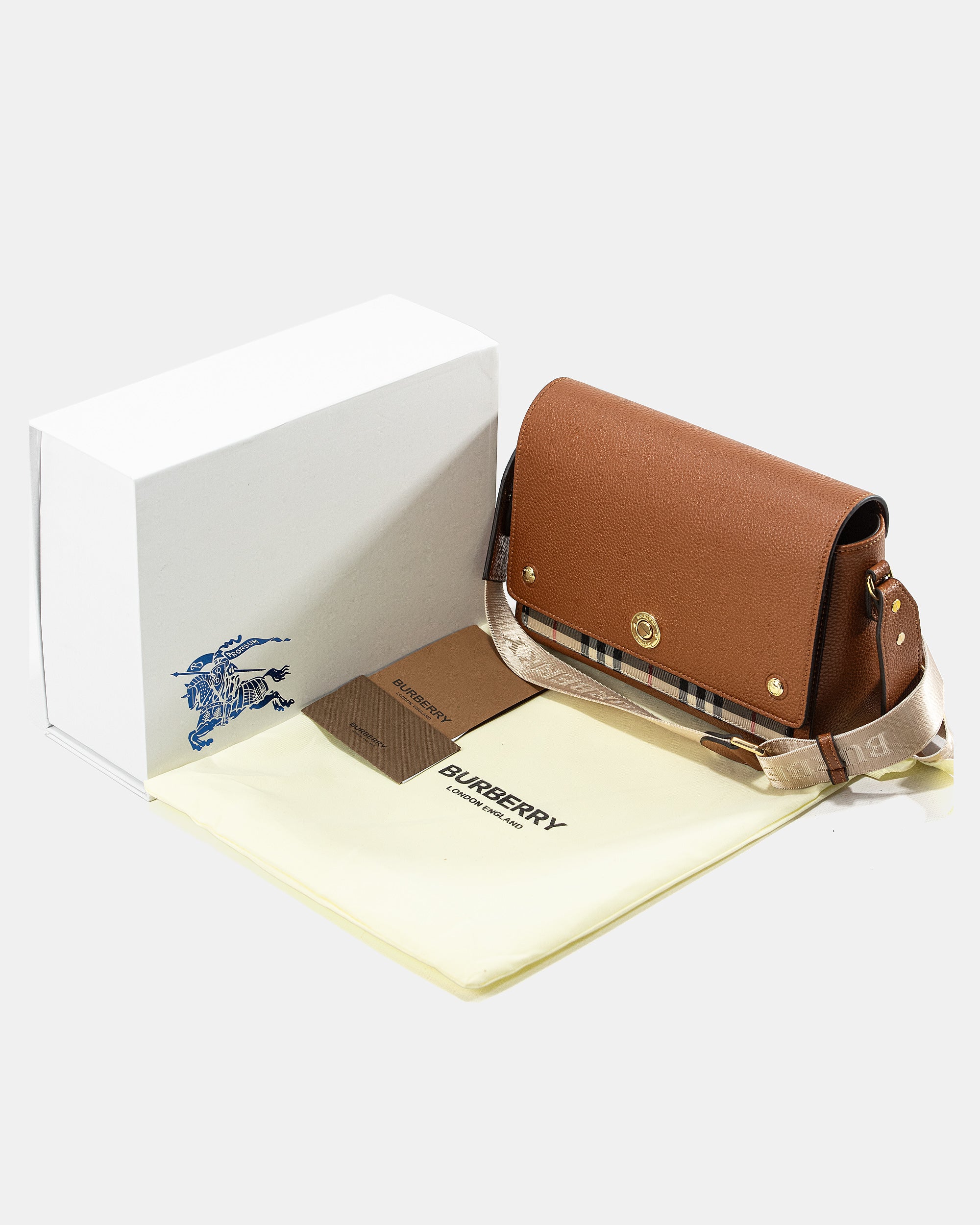 BURBERRY VINTAGE CHECK LEATHER NOTE CROSSBODY BAG
