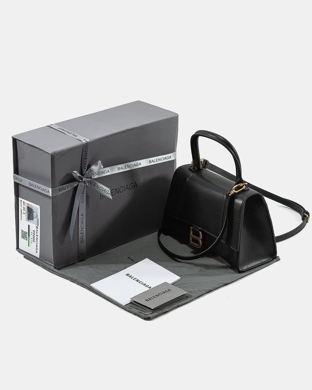 BALENCIAGA HOURGLASS BAG IN BLACK