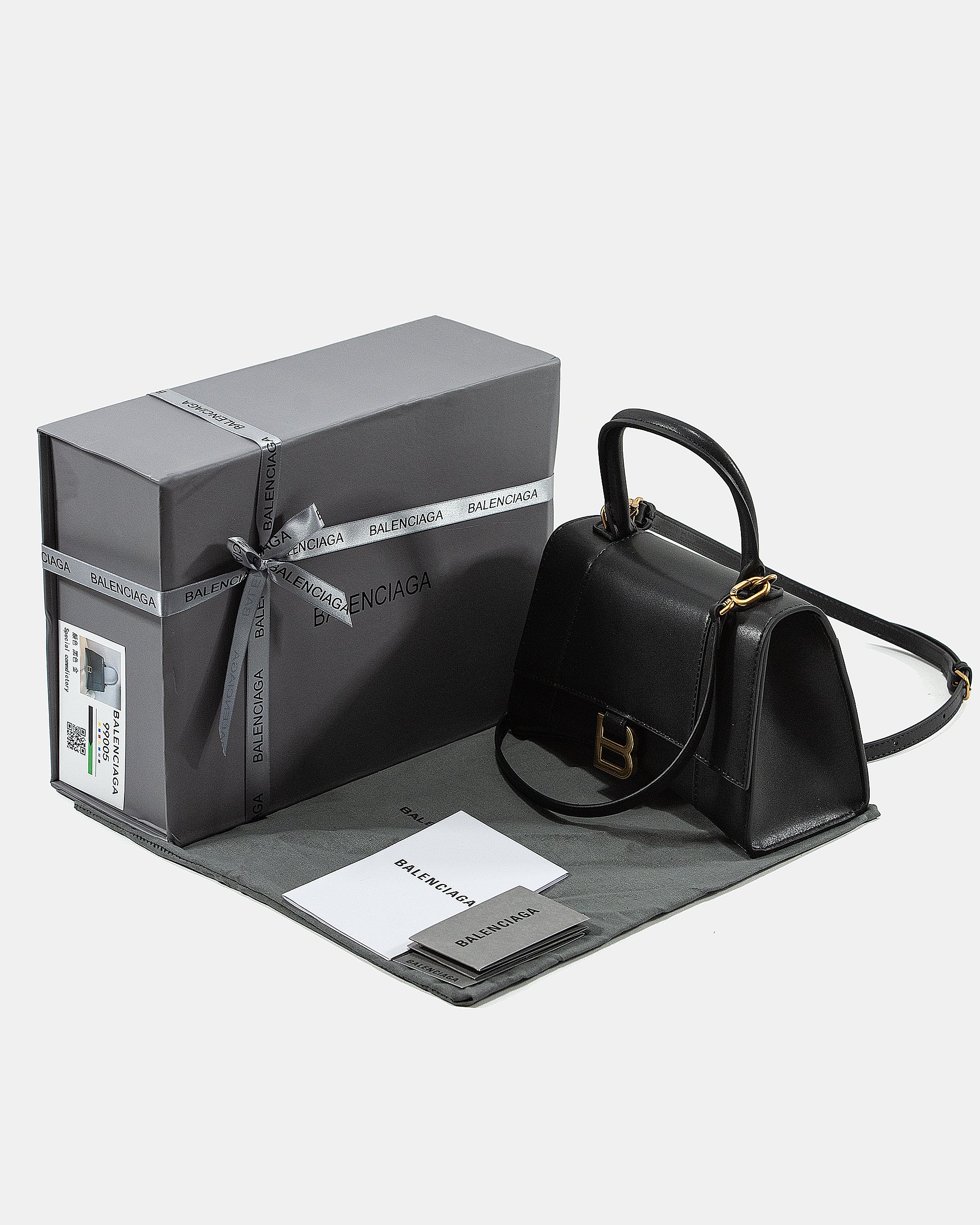 BALENCIAGA HOURGLASS BAG IN BLACK