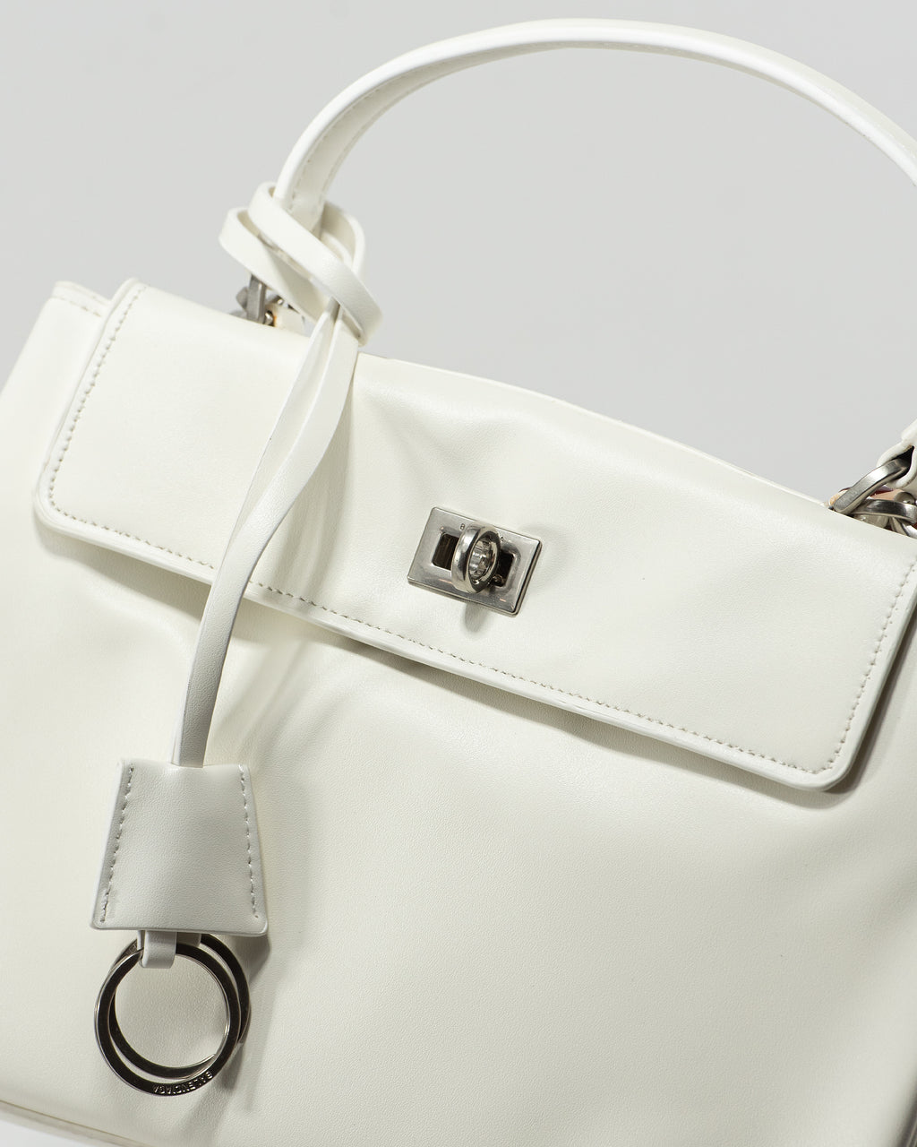 BALENCIAGA HOURGLASS TOP HANDLE BAG IN WHITE