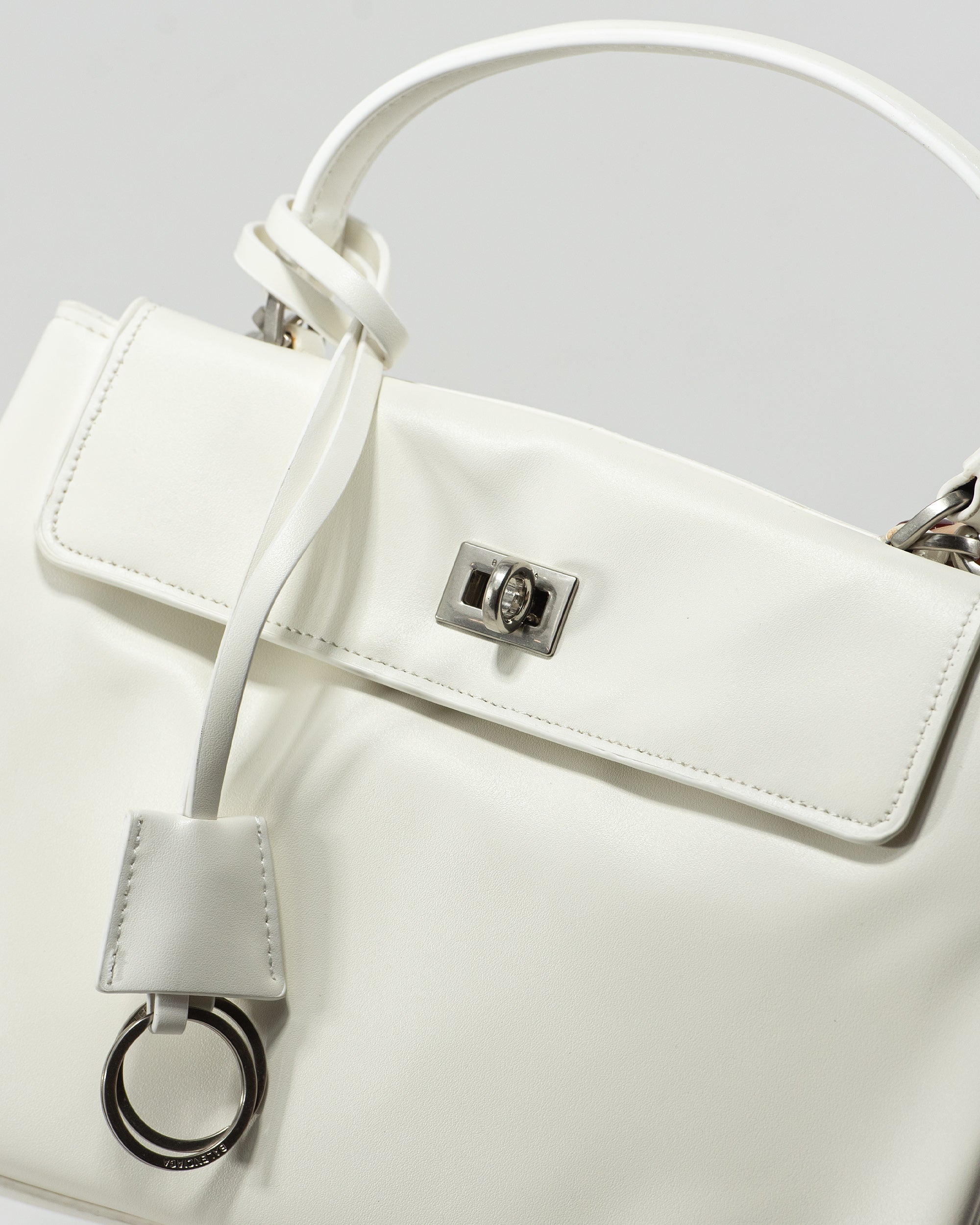 BALENCIAGA HOURGLASS TOP HANDLE BAG IN WHITE