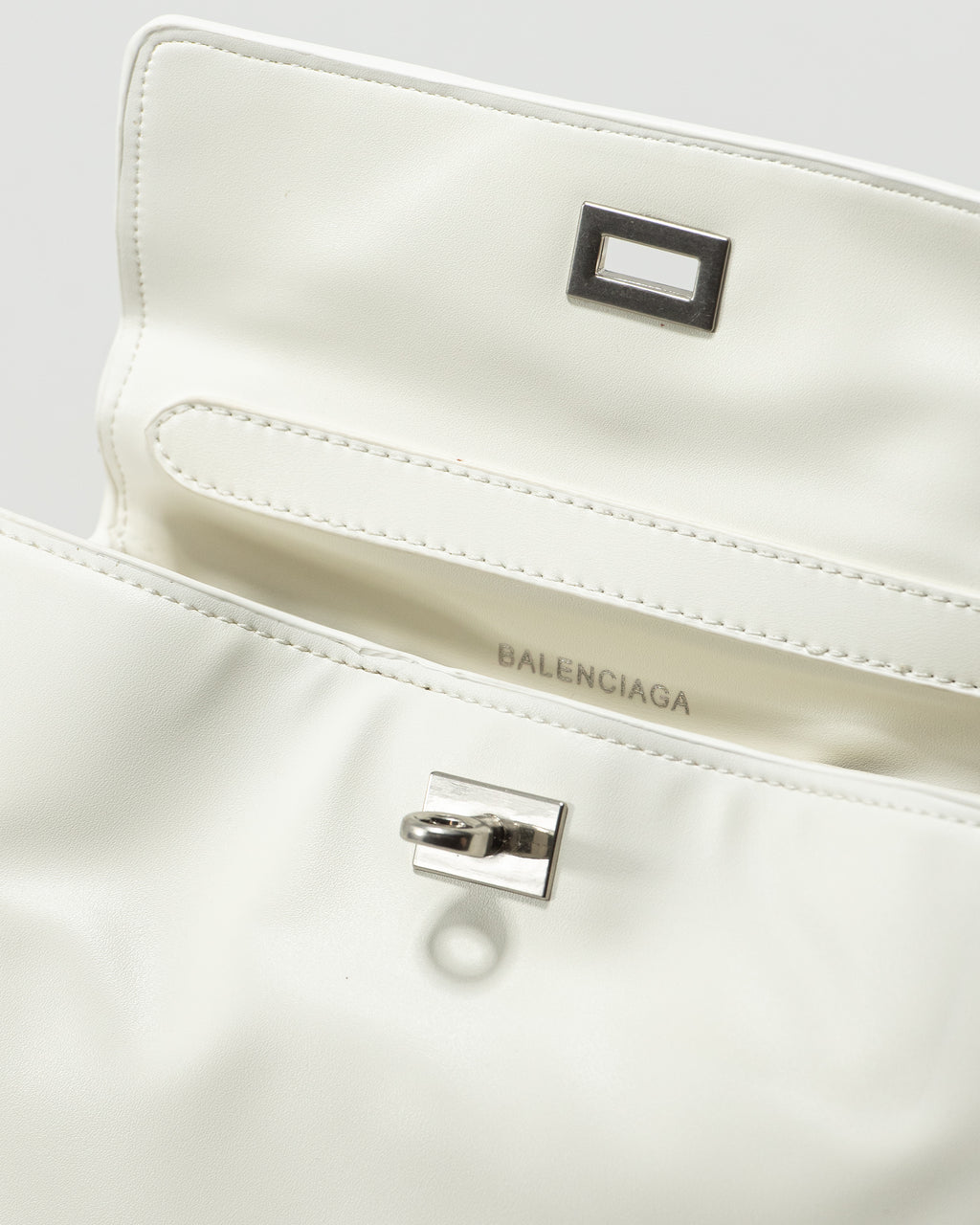BALENCIAGA HOURGLASS TOP HANDLE BAG IN WHITE