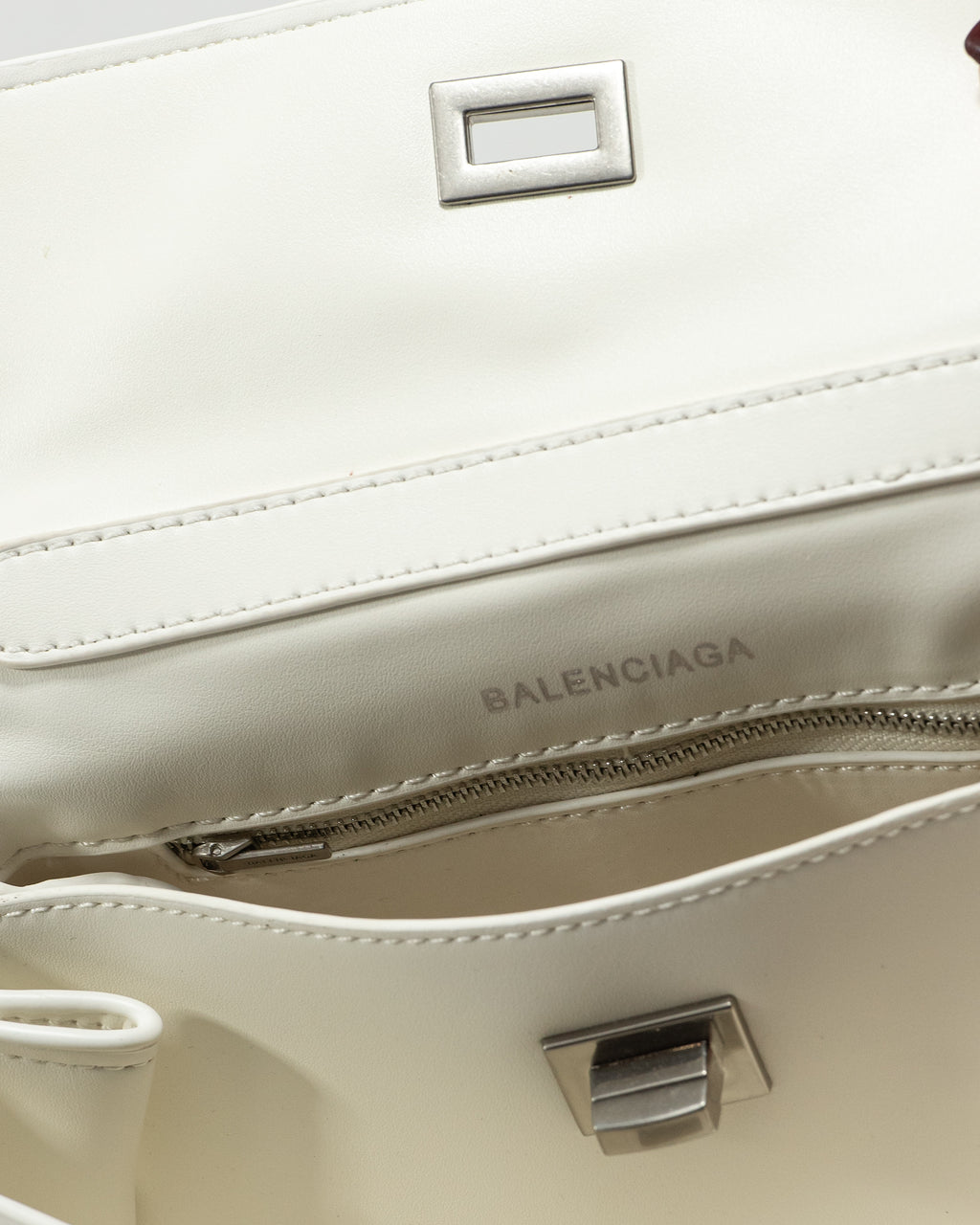 BALENCIAGA HOURGLASS TOP HANDLE BAG IN WHITE