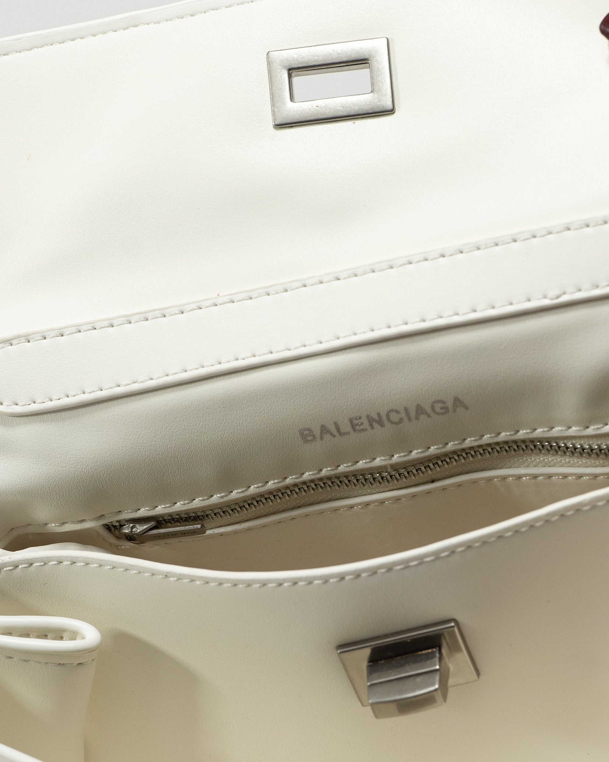 BALENCIAGA HOURGLASS TOP HANDLE BAG IN WHITE