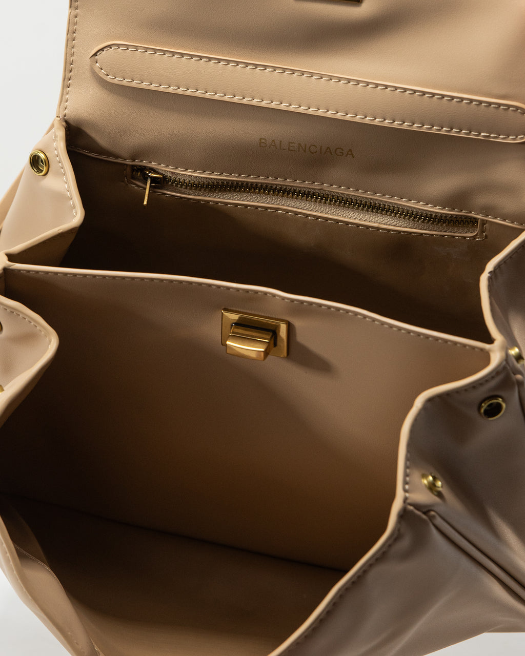BALENCIAGA HOURGLASS TOP HANDLE BAG IN BEIGE