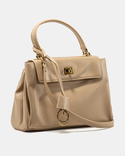 BALENCIAGA HOURGLASS TOP HANDLE BAG IN BEIGE