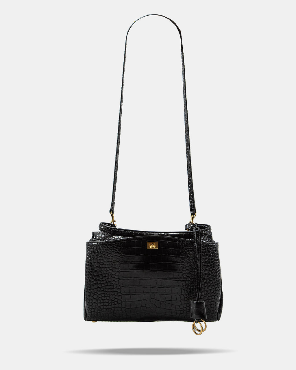 BALENCIAGA CROCO SHOULDER BAG IN BLACK
