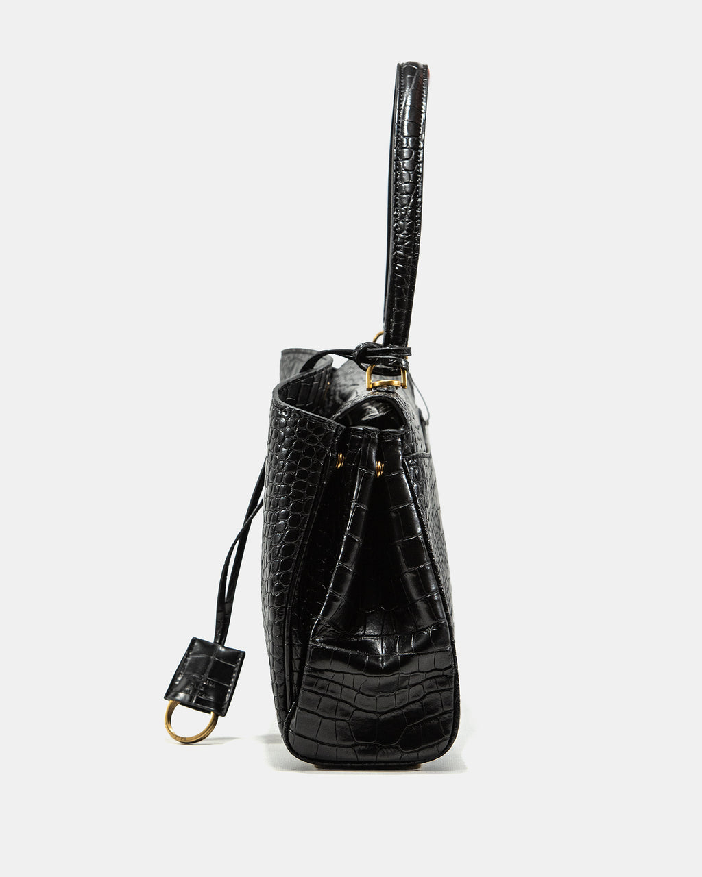 BALENCIAGA CROCO SHOULDER BAG IN BLACK