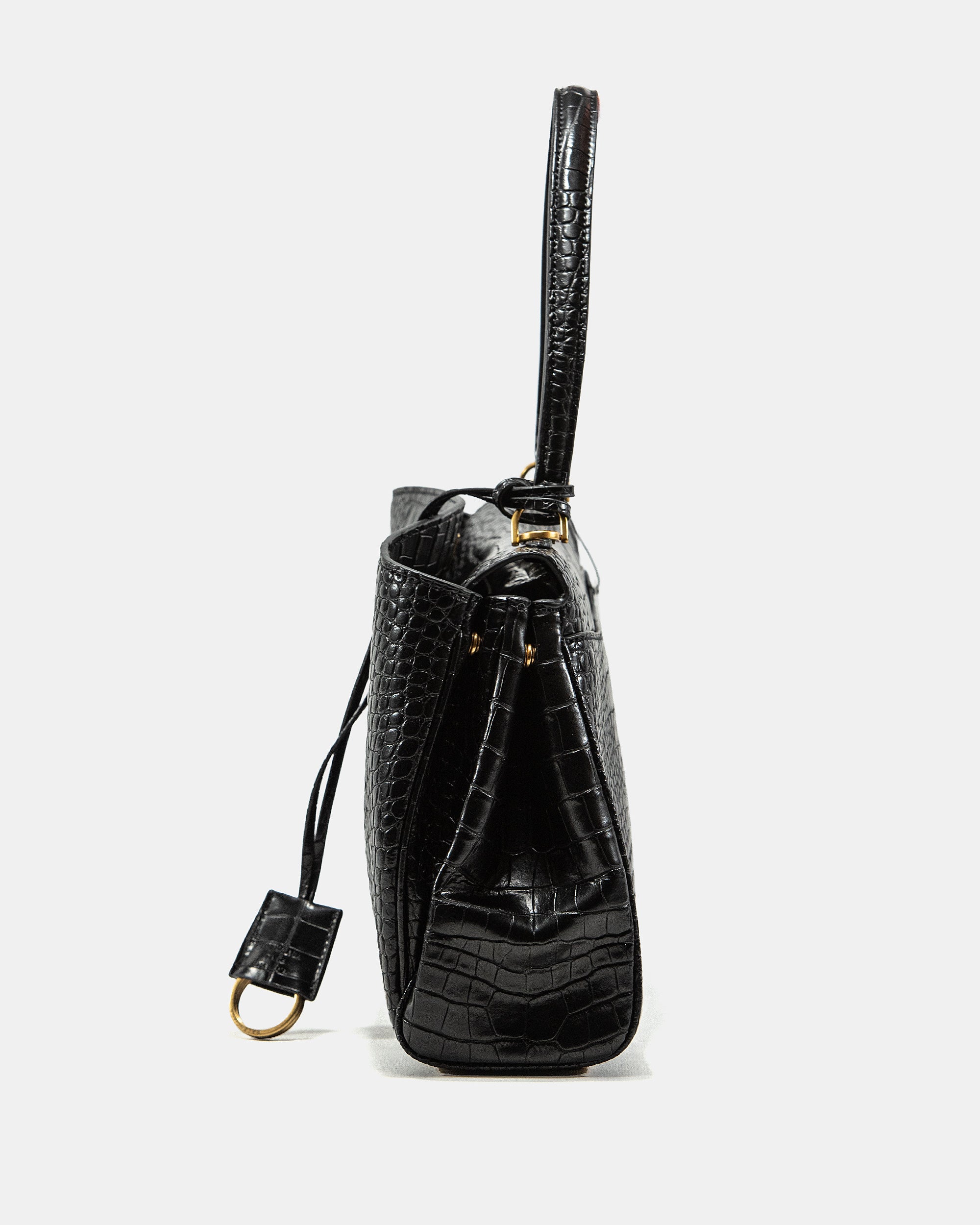 BALENCIAGA CROCO SHOULDER BAG IN BLACK