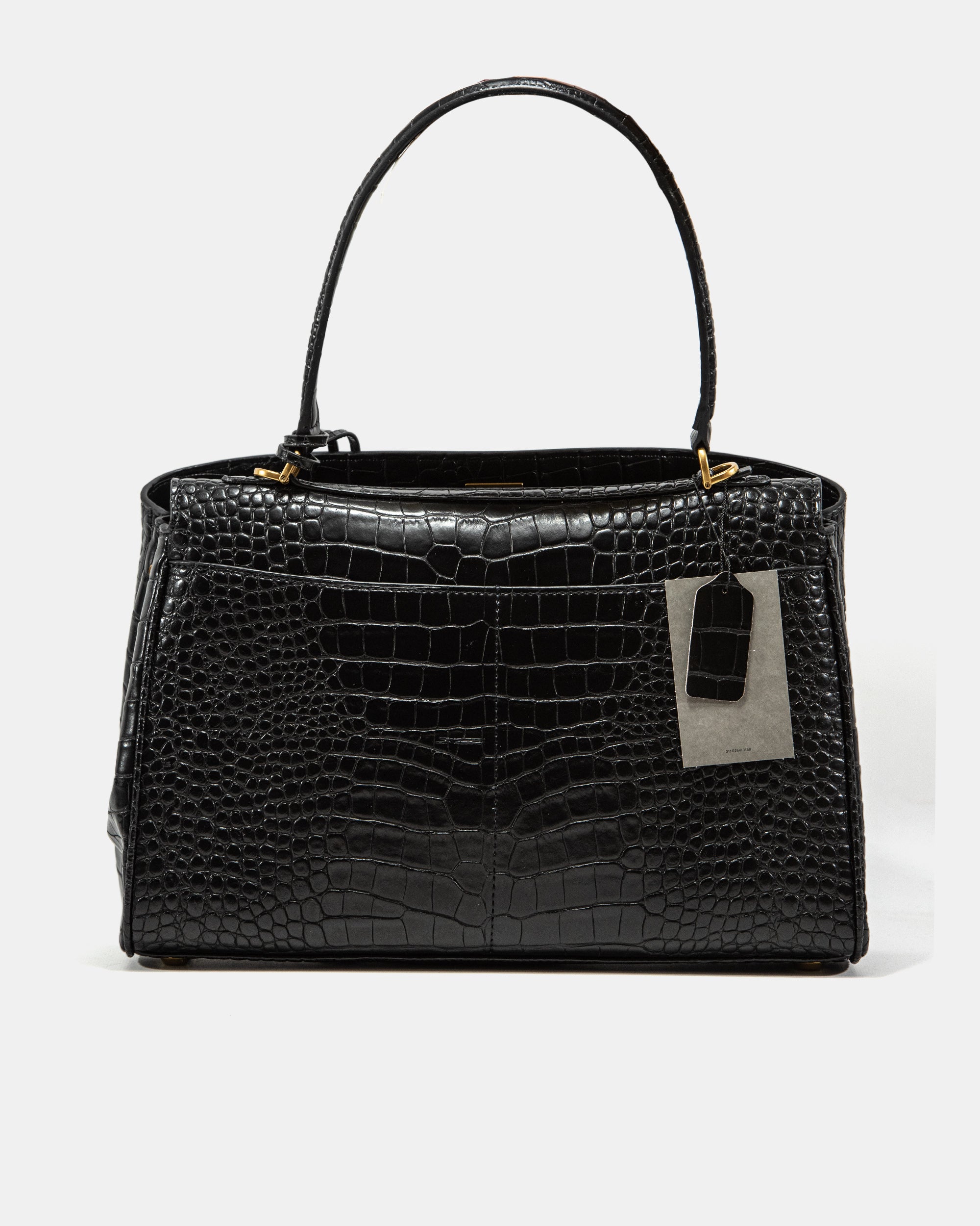 BALENCIAGA CROCO SHOULDER BAG IN BLACK