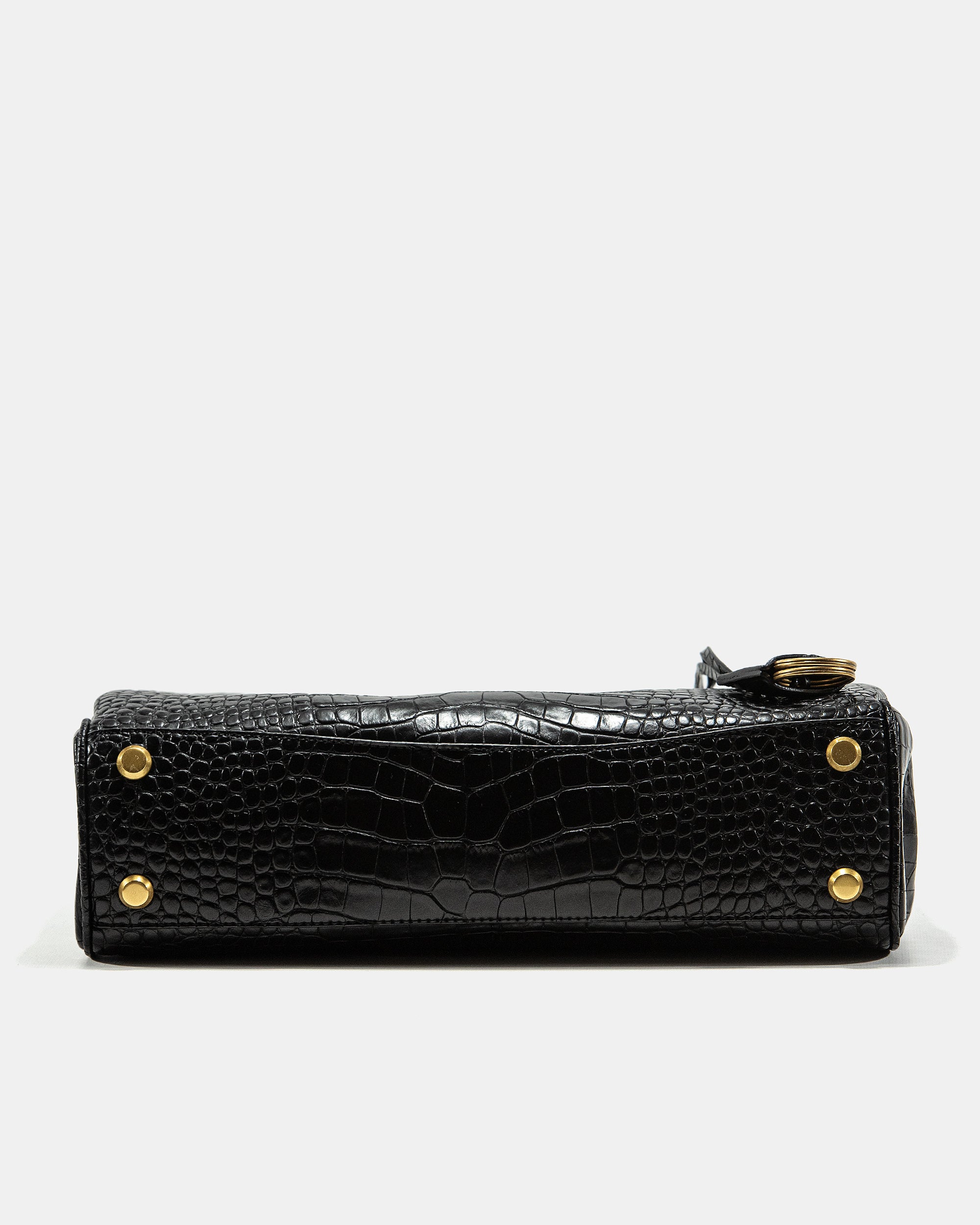 BALENCIAGA CROCO SHOULDER BAG IN BLACK