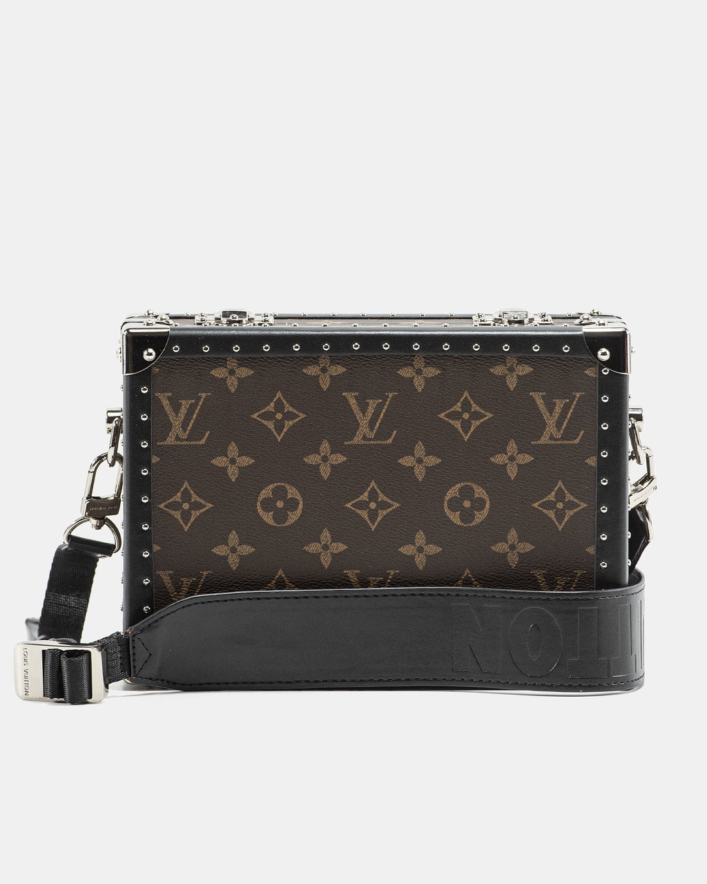 LOUIS VUITTON MONOGRAM ECLIPSE CLUTCH BOX CROSSBODY BAG IN MACASSAR