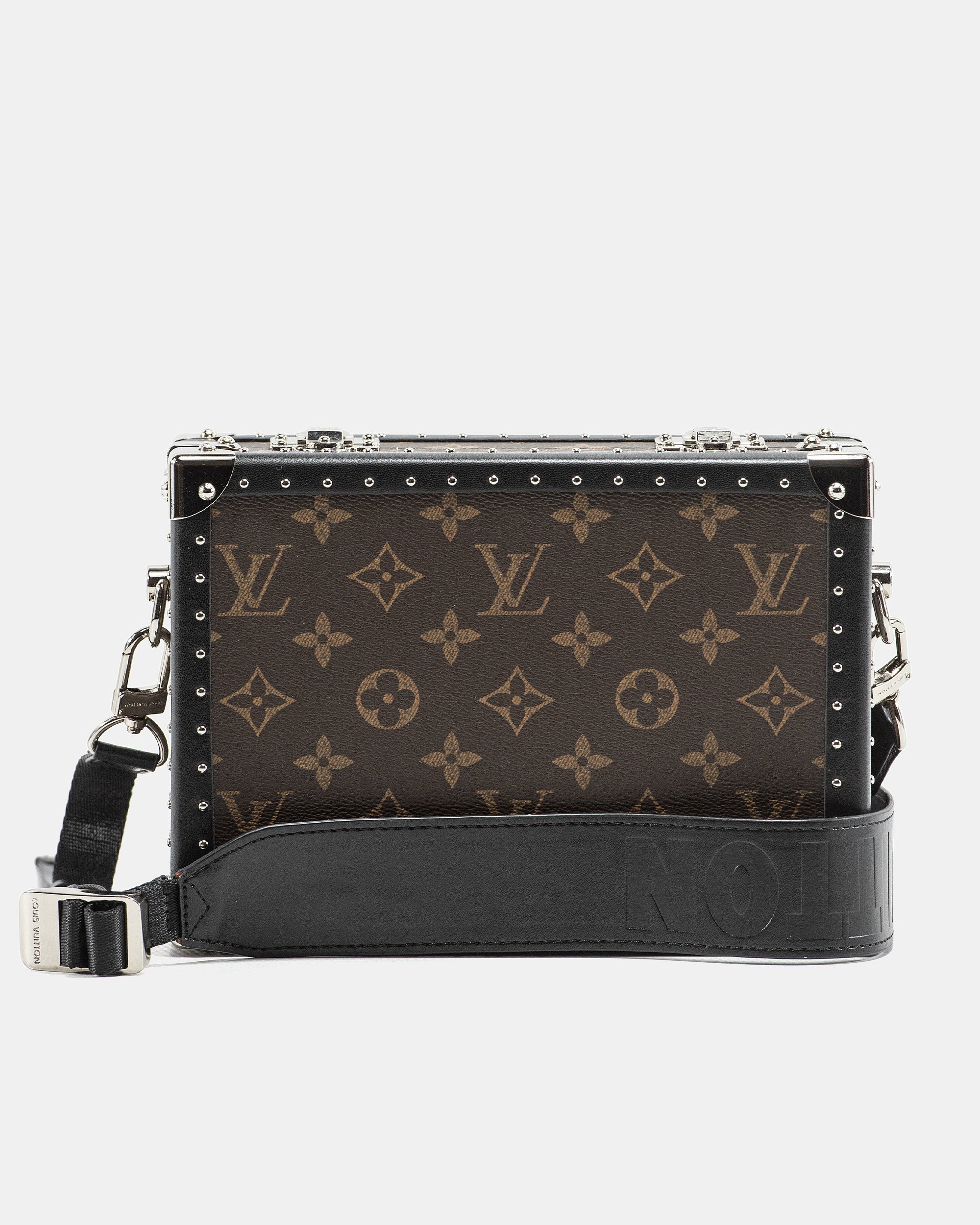 LOUIS VUITTON MONOGRAM ECLIPSE CLUTCH BOX CROSSBODY BAG IN MACASSAR