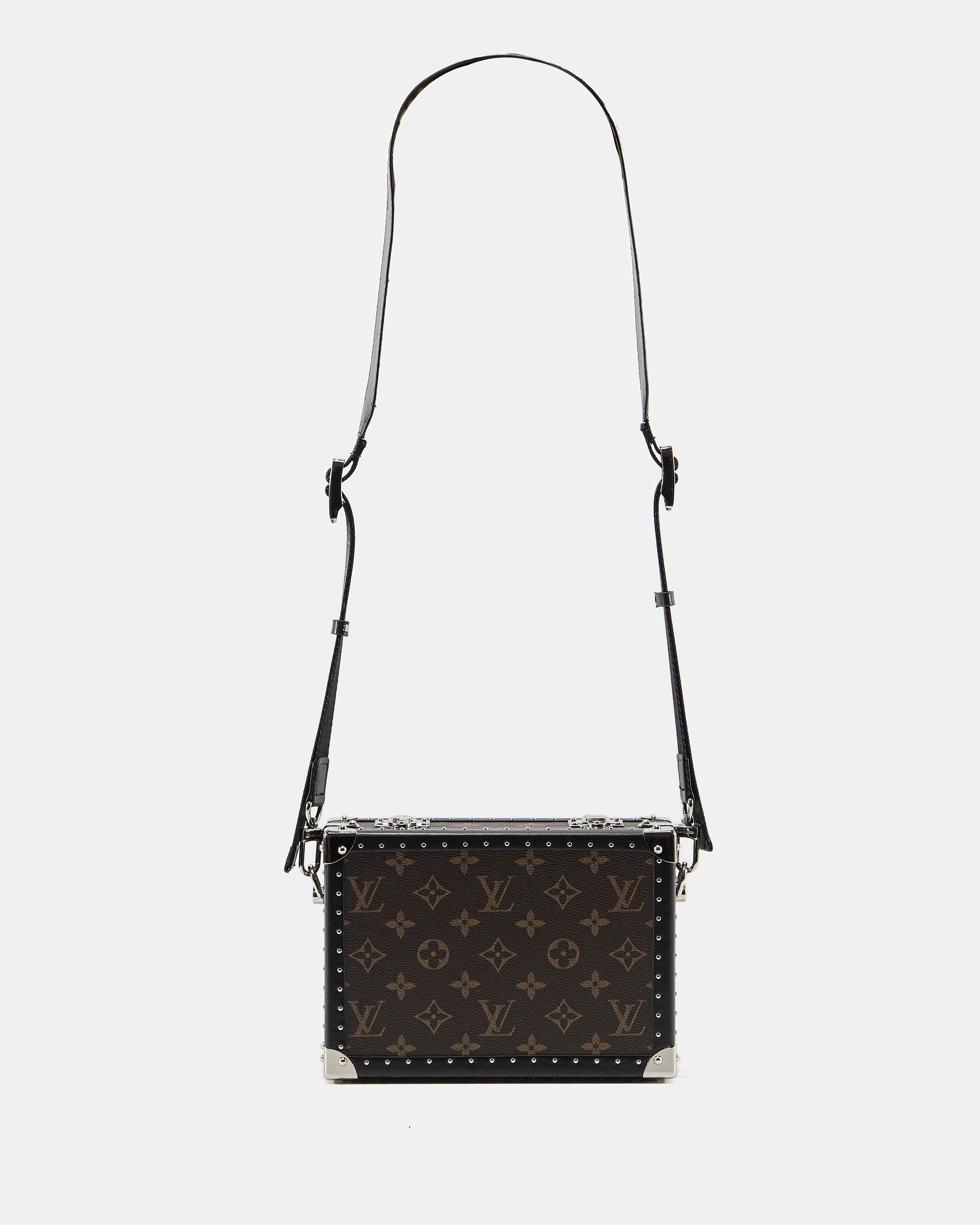 LOUIS VUITTON MONOGRAM ECLIPSE CLUTCH BOX CROSSBODY BAG IN MACASSAR