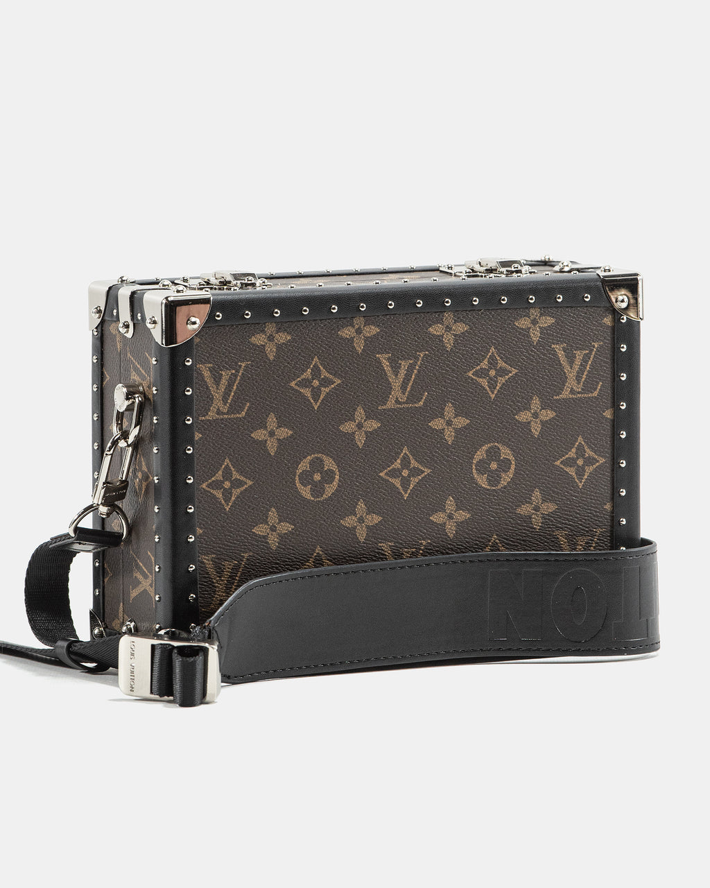 LOUIS VUITTON MONOGRAM ECLIPSE CLUTCH BOX CROSSBODY BAG IN MACASSAR