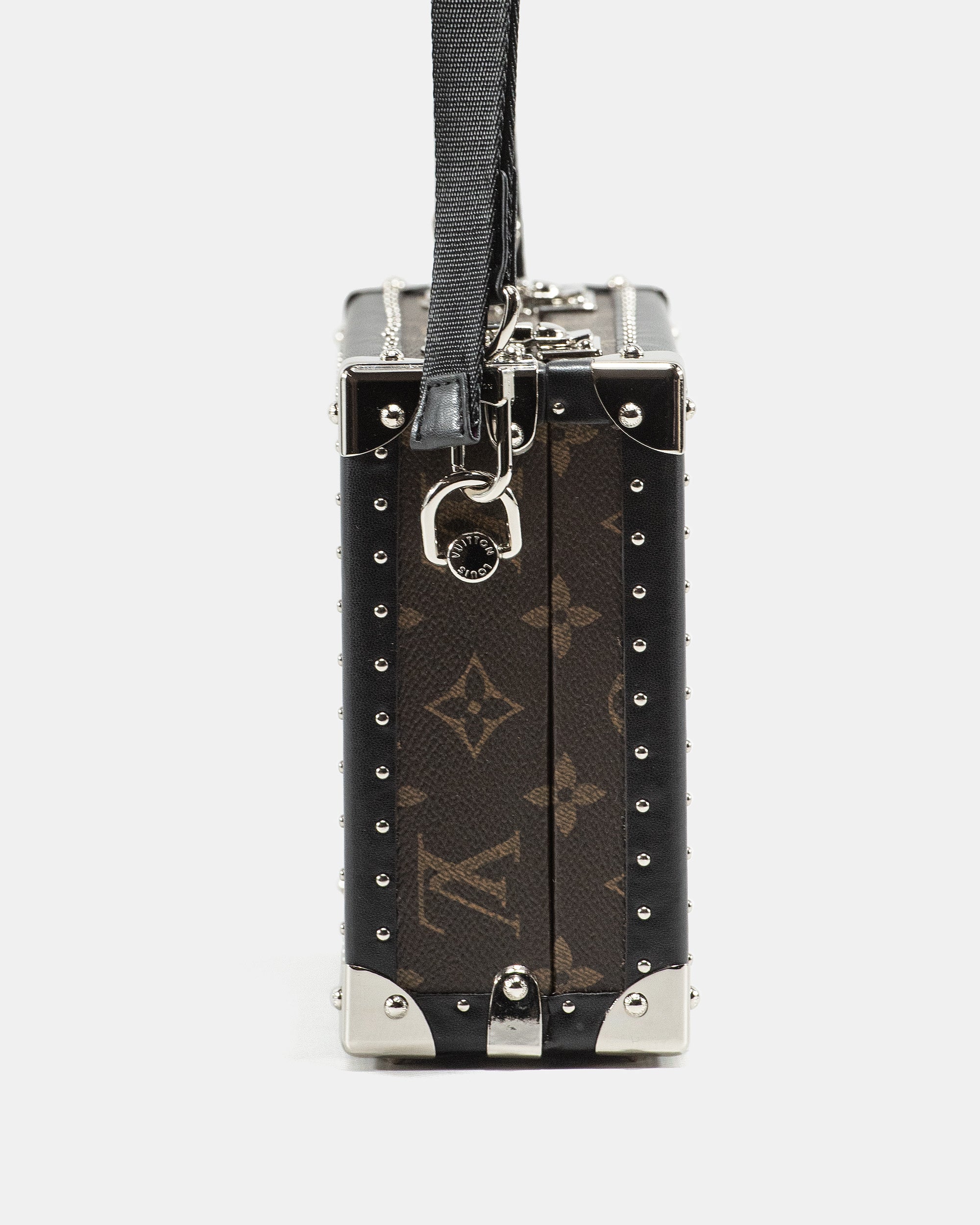 LOUIS VUITTON MONOGRAM ECLIPSE CLUTCH BOX CROSSBODY BAG IN MACASSAR