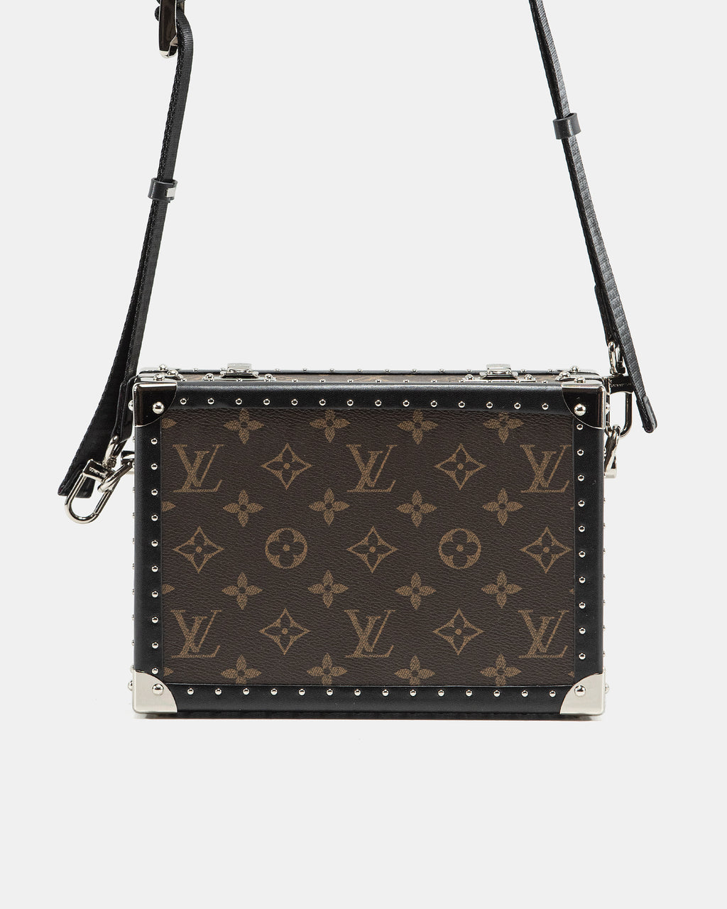 LOUIS VUITTON MONOGRAM ECLIPSE CLUTCH BOX CROSSBODY BAG IN MACASSAR