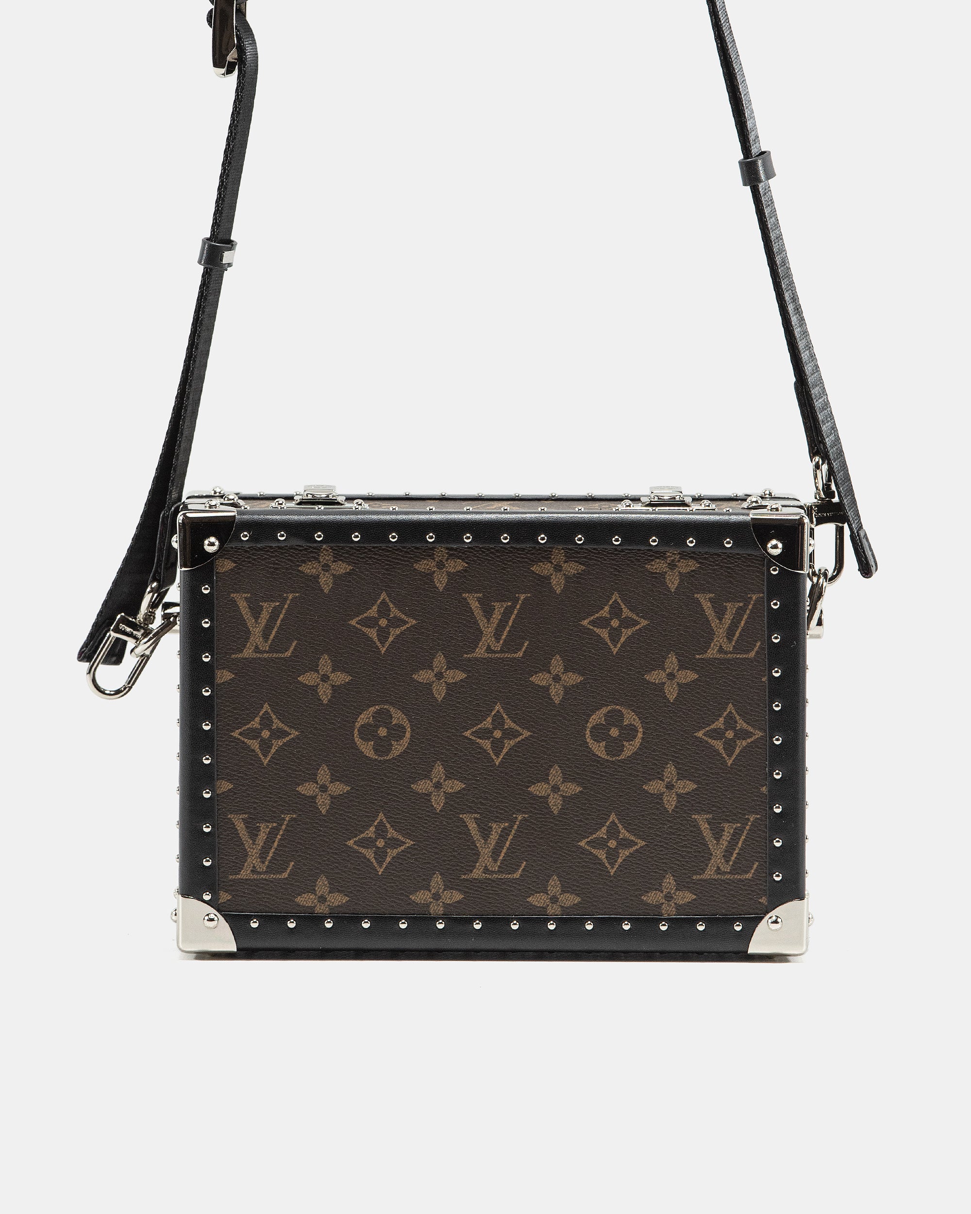 LOUIS VUITTON MONOGRAM ECLIPSE CLUTCH BOX CROSSBODY BAG IN MACASSAR