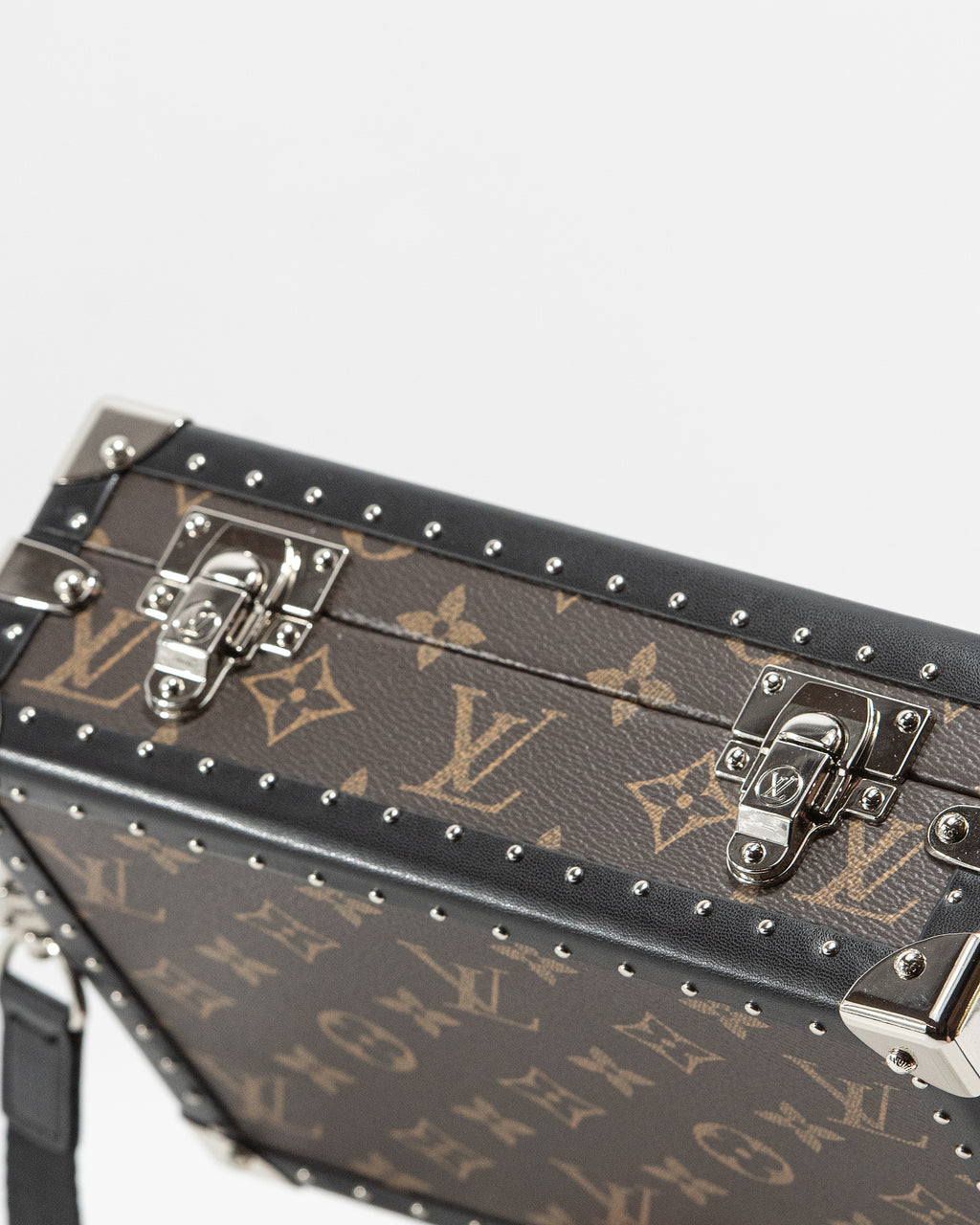 LOUIS VUITTON MONOGRAM ECLIPSE CLUTCH BOX CROSSBODY BAG IN MACASSAR