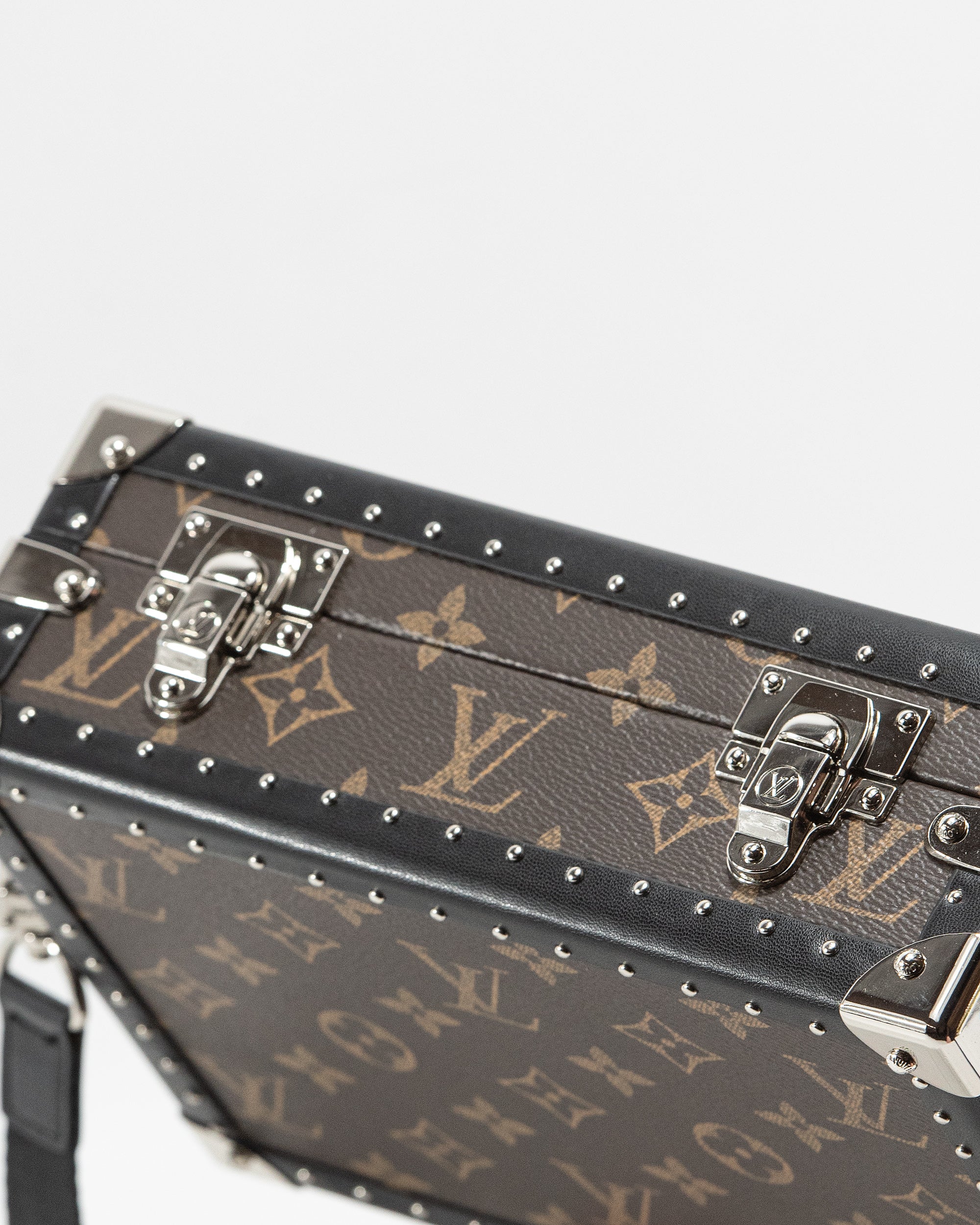 LOUIS VUITTON MONOGRAM ECLIPSE CLUTCH BOX CROSSBODY BAG IN MACASSAR