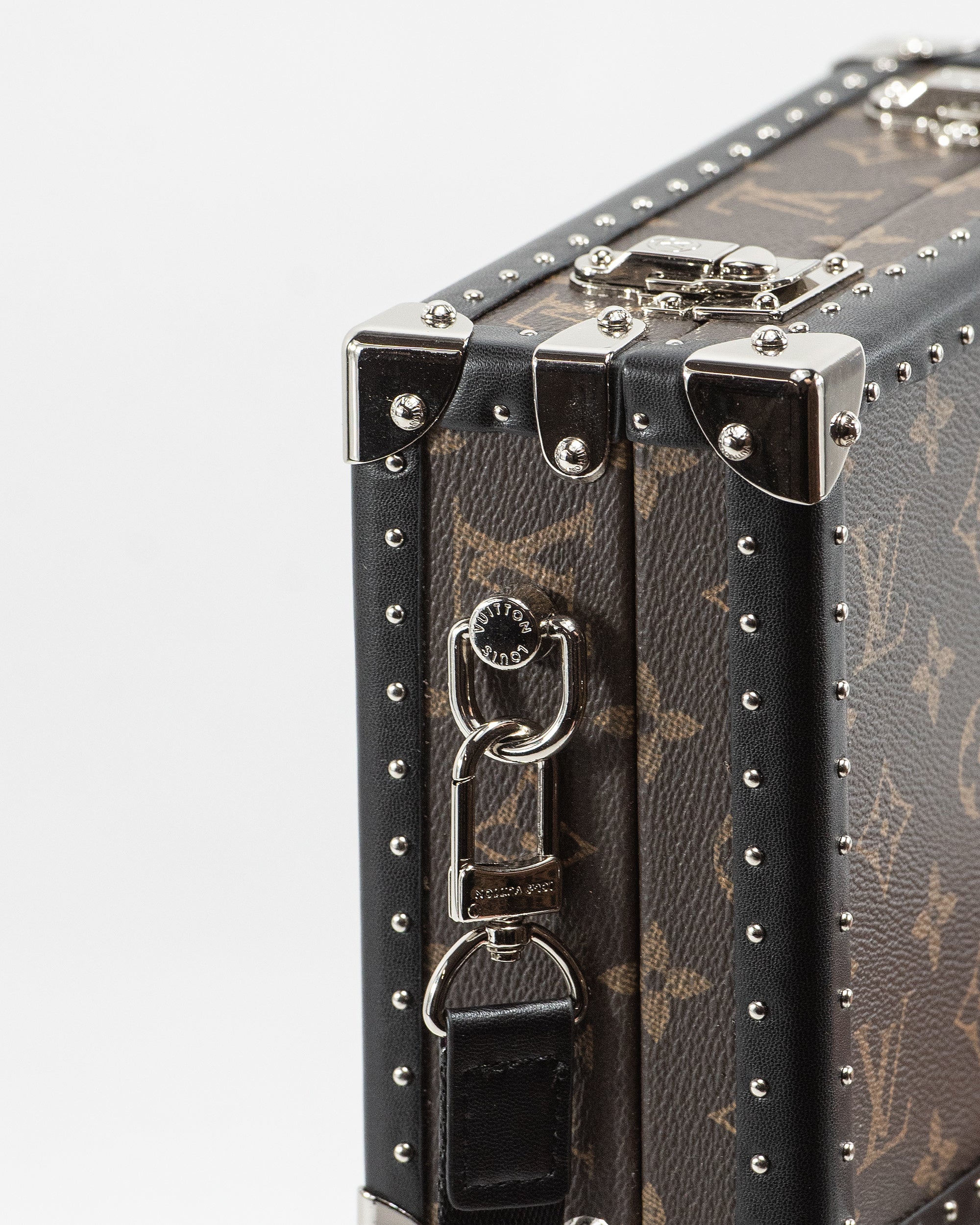 LOUIS VUITTON MONOGRAM ECLIPSE CLUTCH BOX CROSSBODY BAG IN MACASSAR