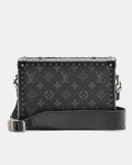 LOUIS VUITTON MONOGRAM ECLIPSE CLUTCH BOX CROSSBODY BAG IN BLACK LEATHER
