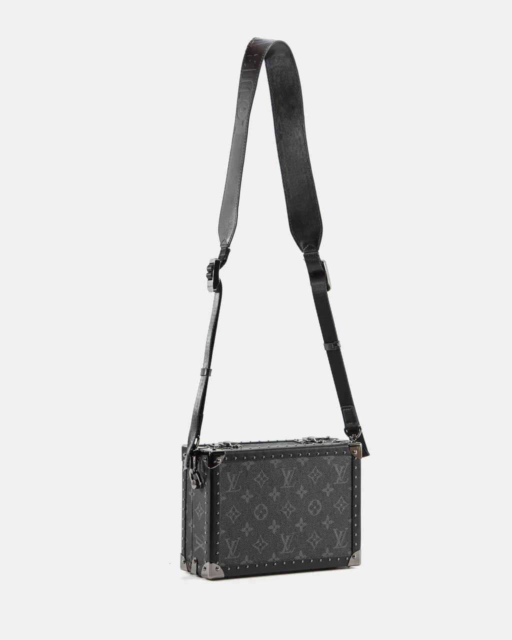 LOUIS VUITTON MONOGRAM ECLIPSE CLUTCH BOX CROSSBODY BAG IN BLACK LEATHER