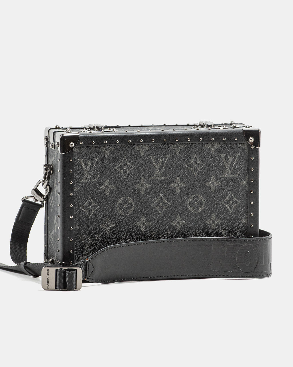LOUIS VUITTON MONOGRAM ECLIPSE CLUTCH BOX CROSSBODY BAG IN BLACK LEATHER