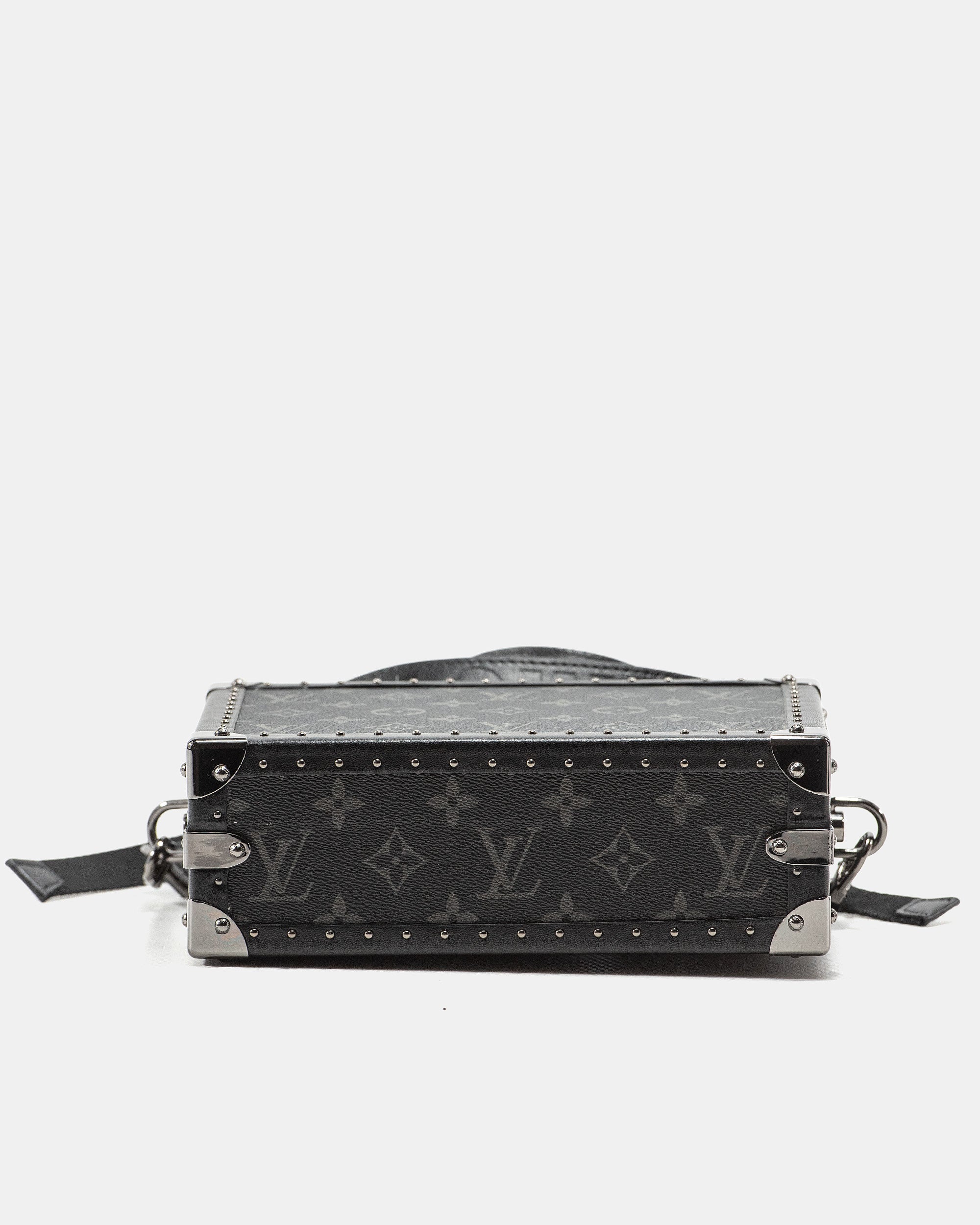 LOUIS VUITTON MONOGRAM ECLIPSE CLUTCH BOX CROSSBODY BAG IN BLACK LEATHER