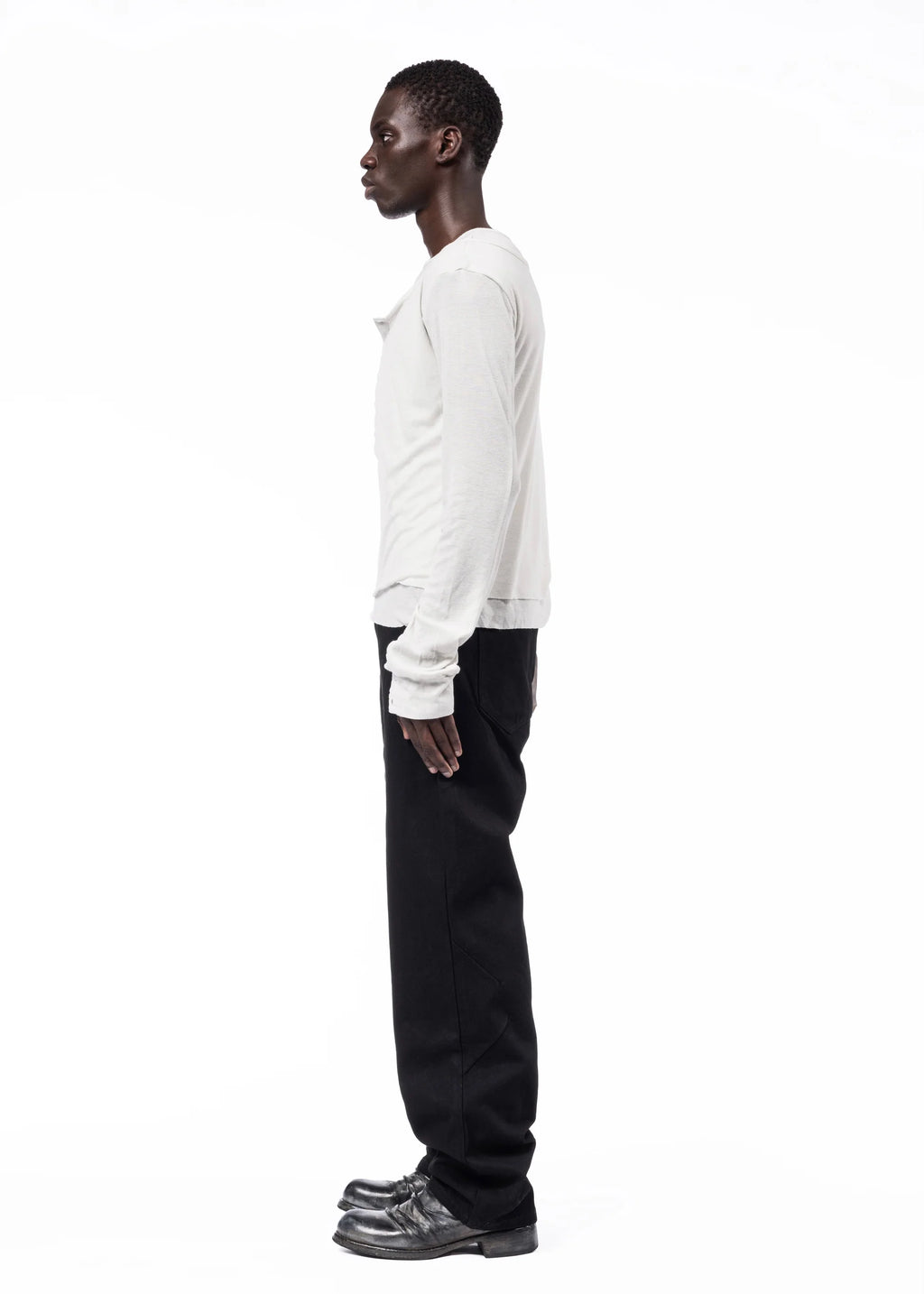 NO/FAITH STUDIOS DOUBLE-LAYERED BUTTON ORGANIC COTTON SHIRT WHITE