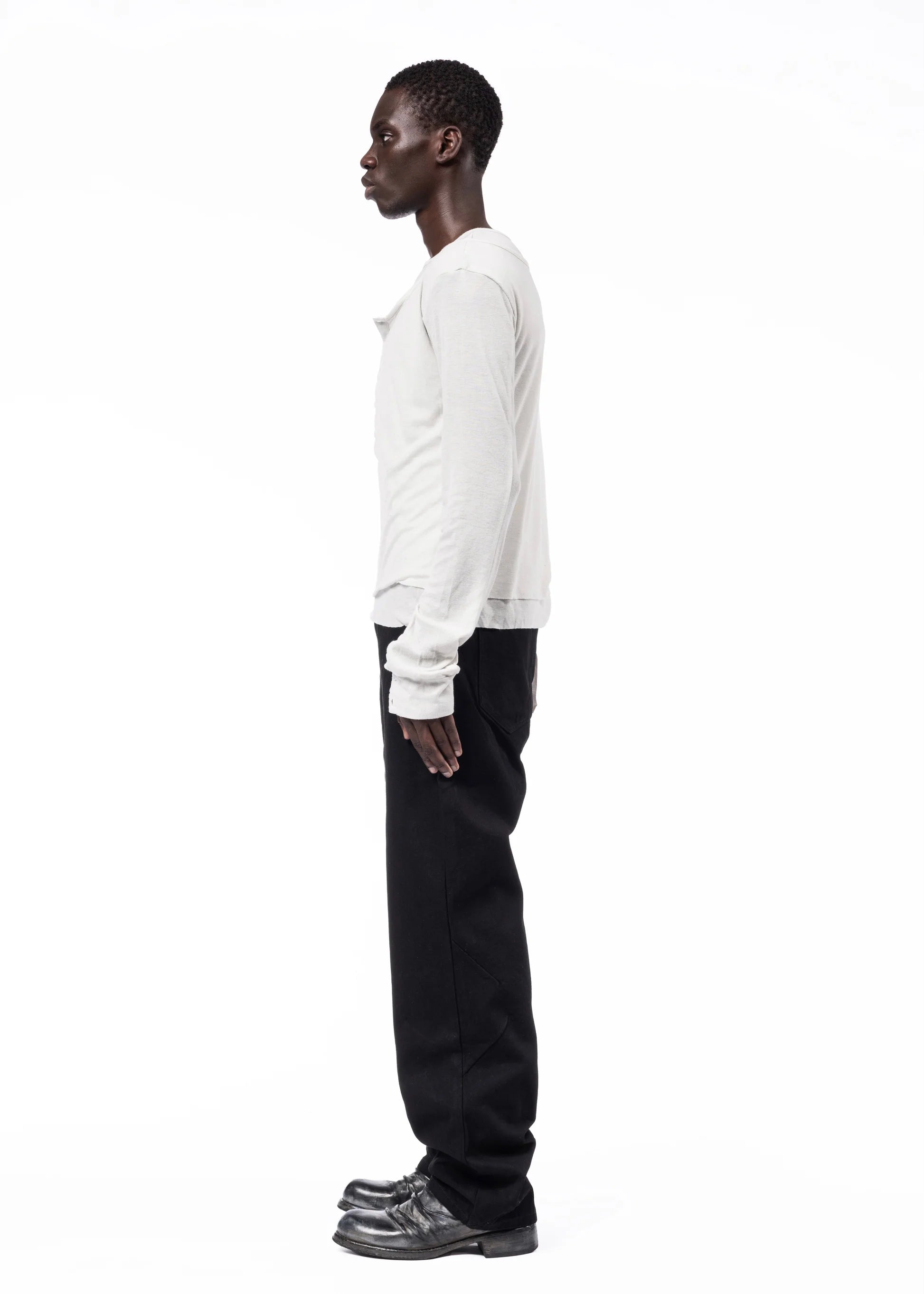 NO/FAITH STUDIOS DOUBLE-LAYERED BUTTON ORGANIC COTTON SHIRT WHITE