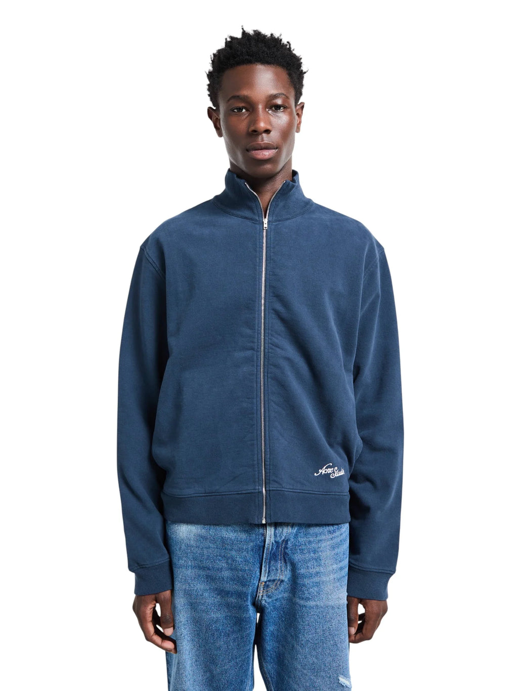 ACNE STUDIOS ZIP-UP SWEATSHIRT DEEP BLUE