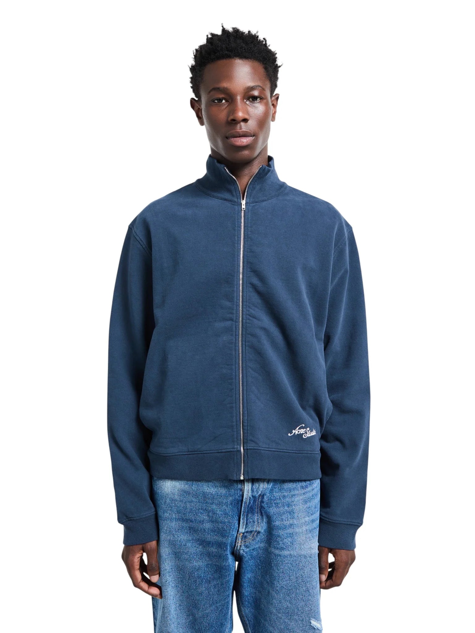ACNE STUDIOS ZIP-UP SWEATSHIRT DEEP BLUE