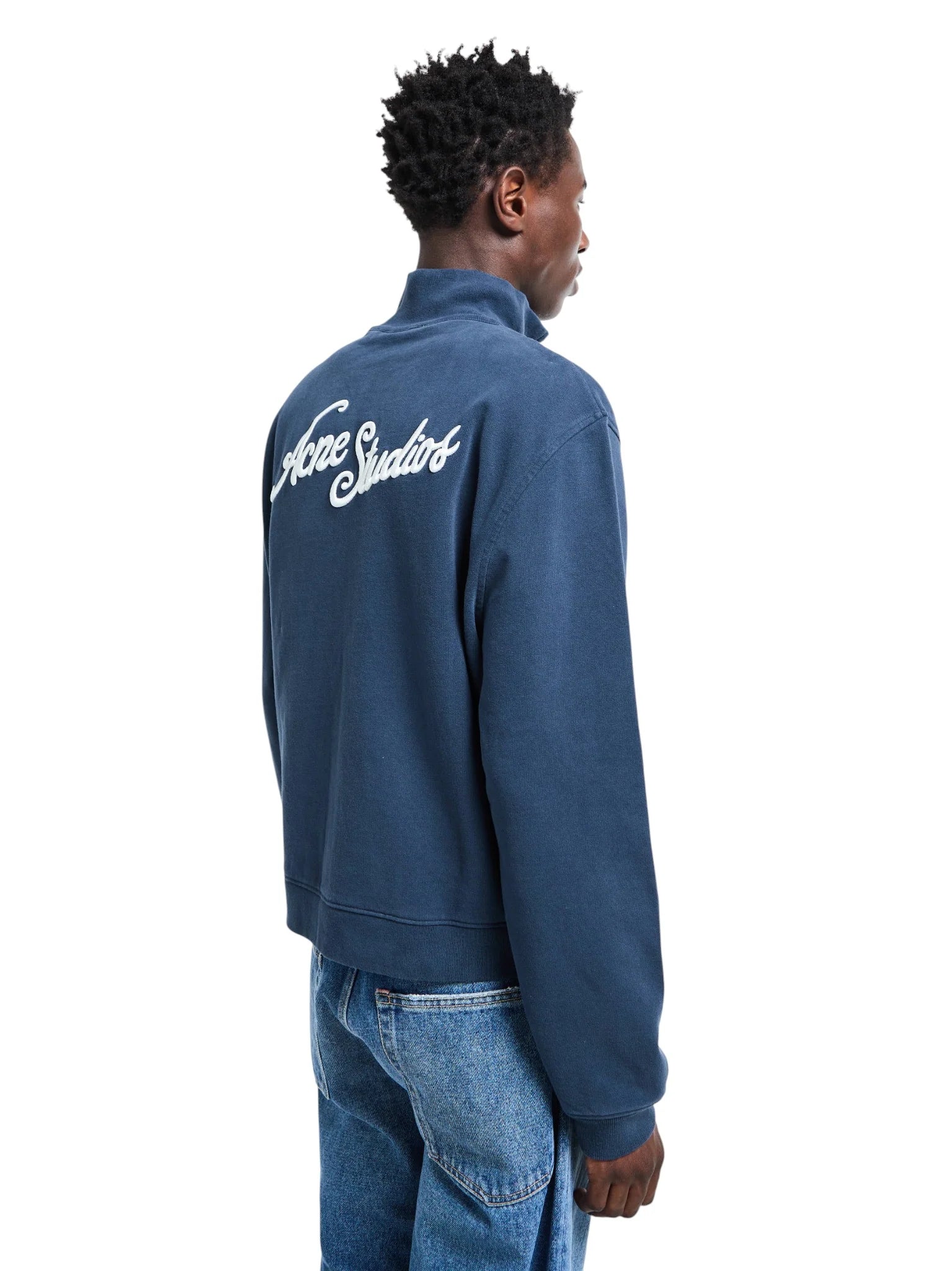 ACNE STUDIOS ZIP-UP SWEATSHIRT DEEP BLUE