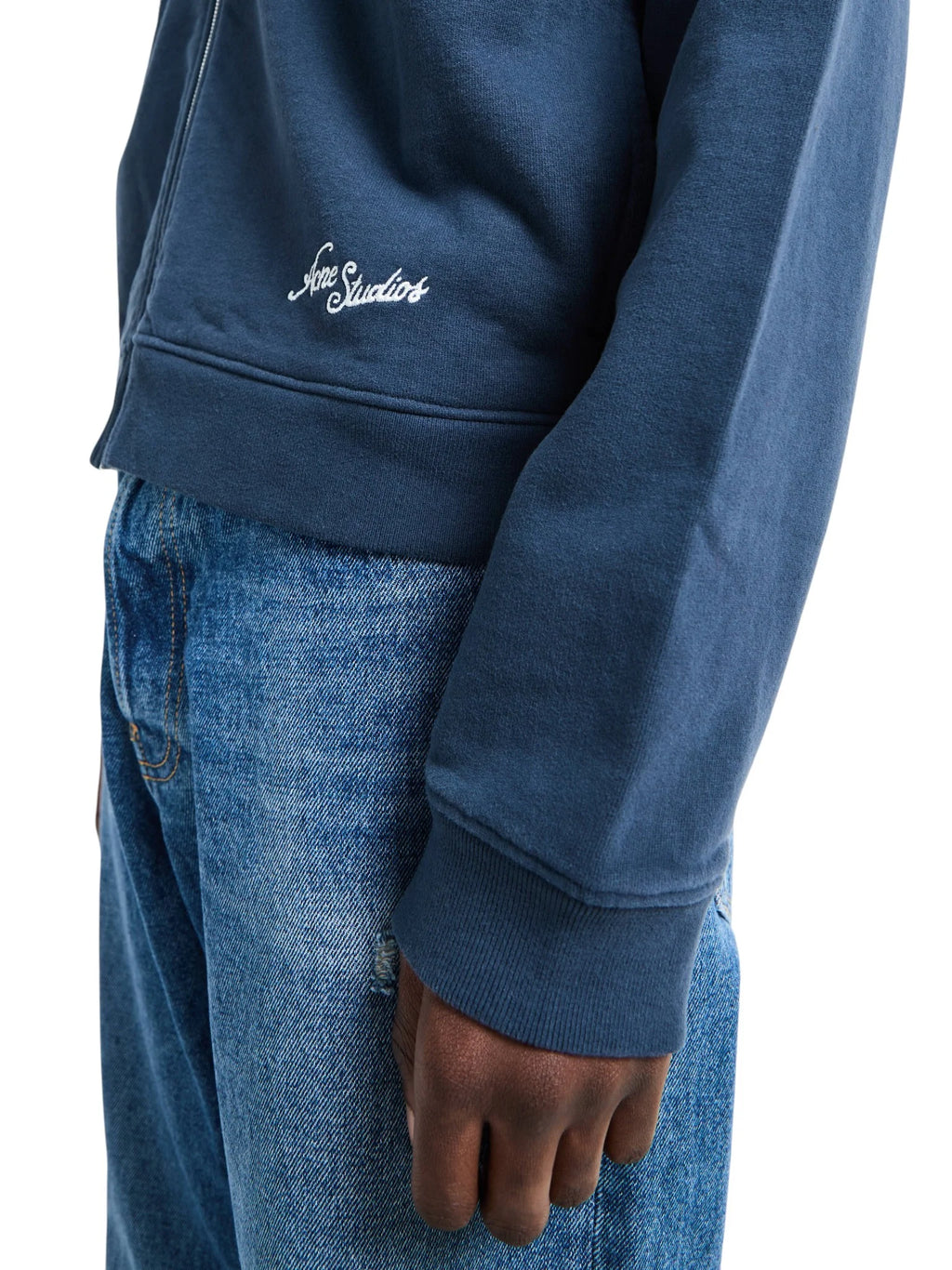 ACNE STUDIOS ZIP-UP SWEATSHIRT DEEP BLUE