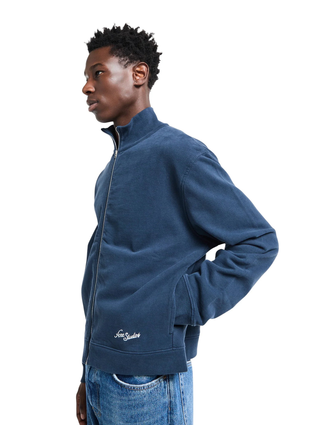 ACNE STUDIOS ZIP-UP SWEATSHIRT DEEP BLUE