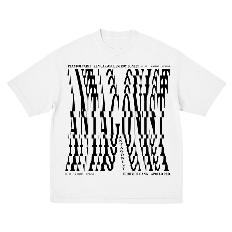 PLAYBOI CARTI ANTAGONIST TOUR 2.0 WHITE TOUR T-SHIRT