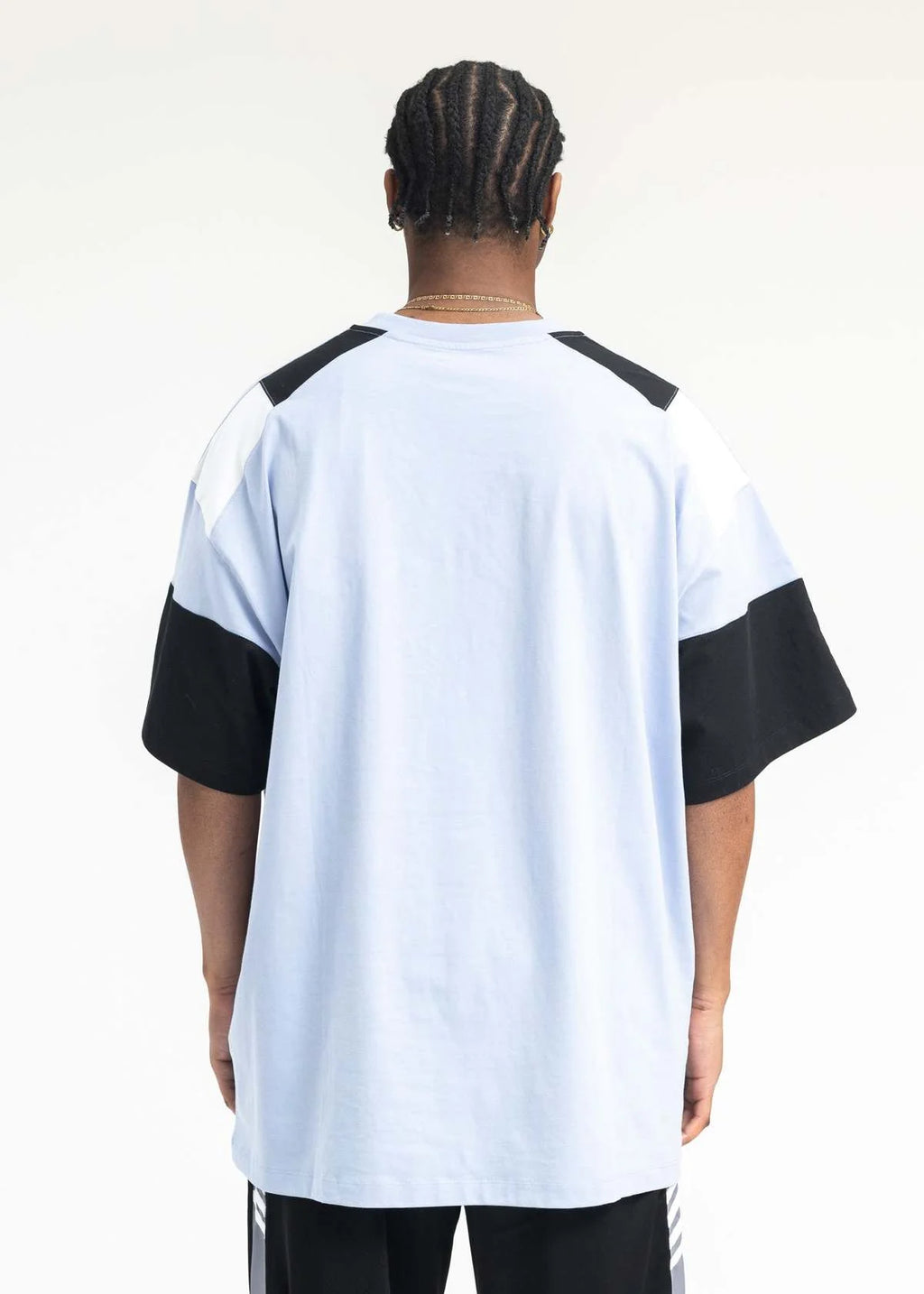 MARTINE ROSE OVERSIZED PANELLED T-SHIRT BLUE