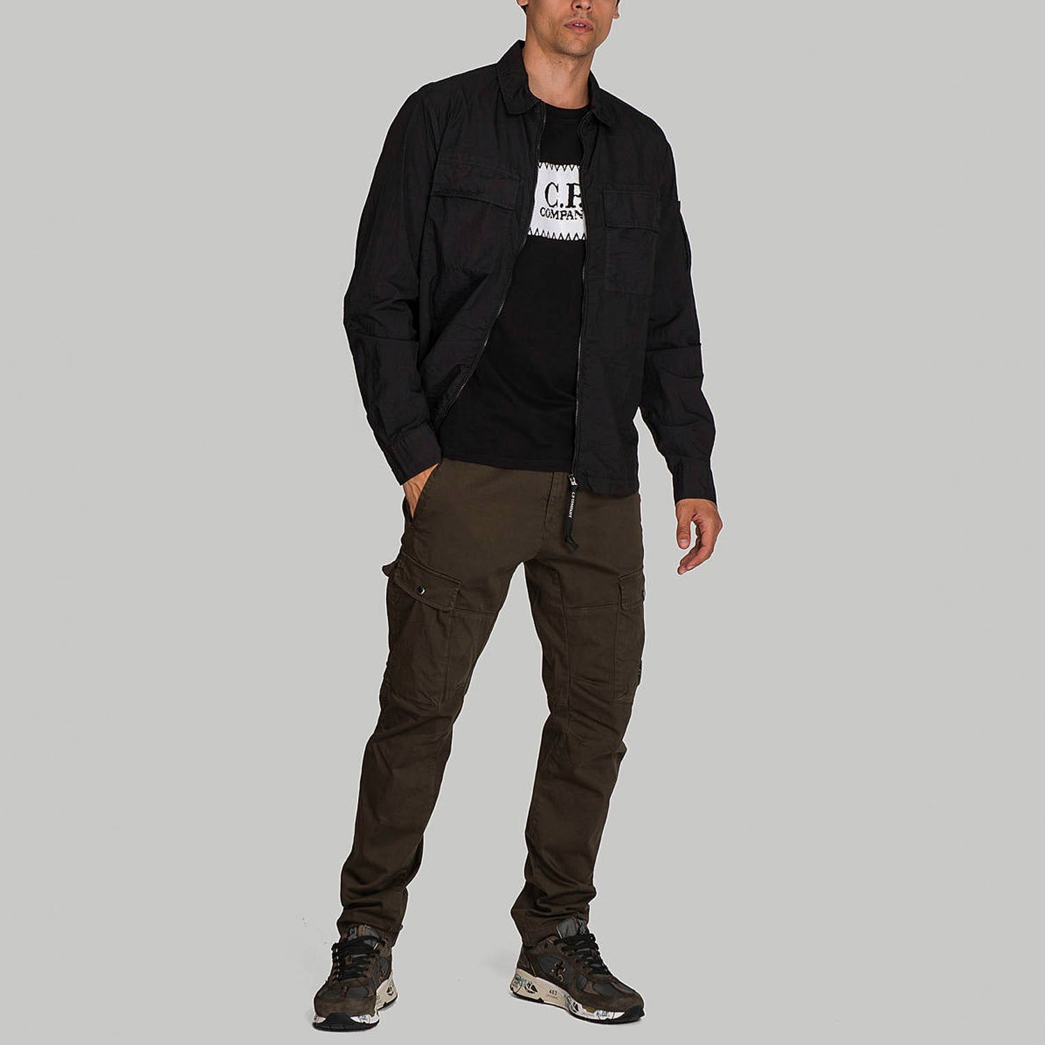 C.P. COMPANY NYLON OVERSHIRT IN BLACK